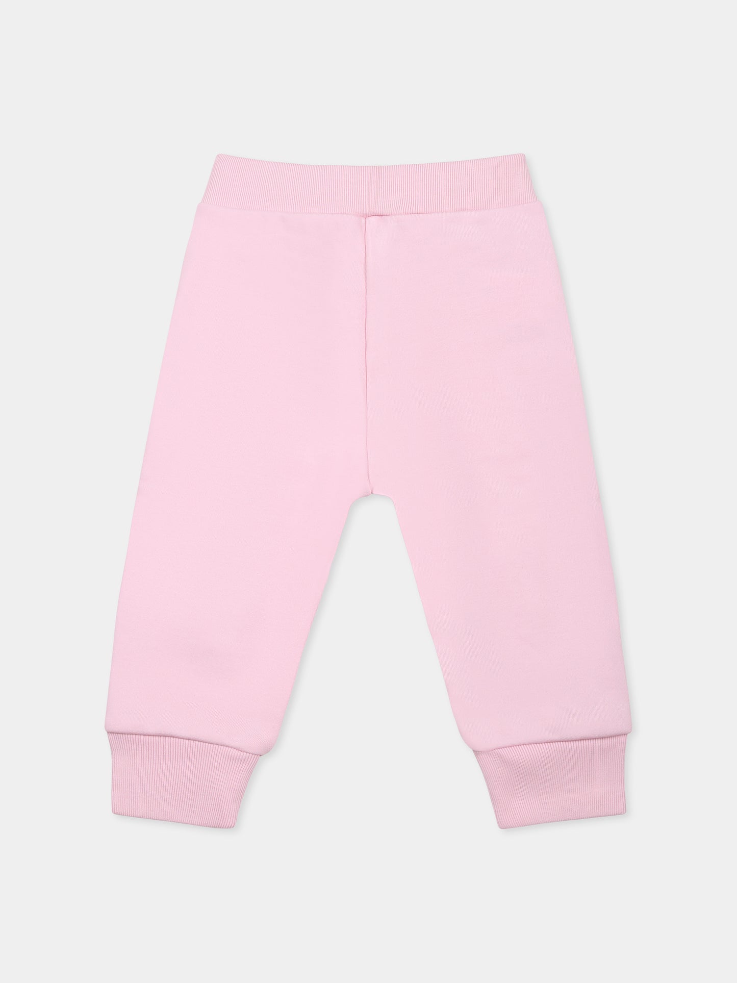 Pantaloni rosa per neonata con logo