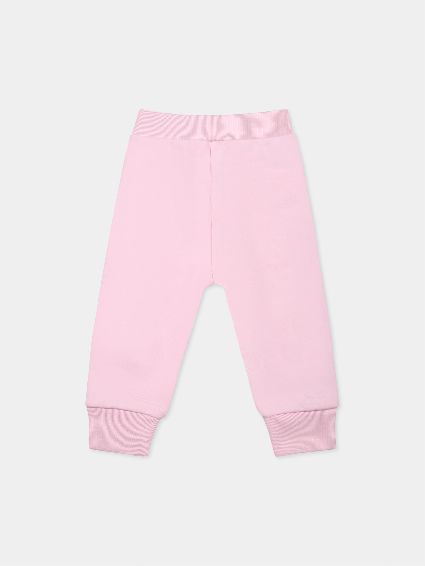 Pantaloni rosa per neonata con logo