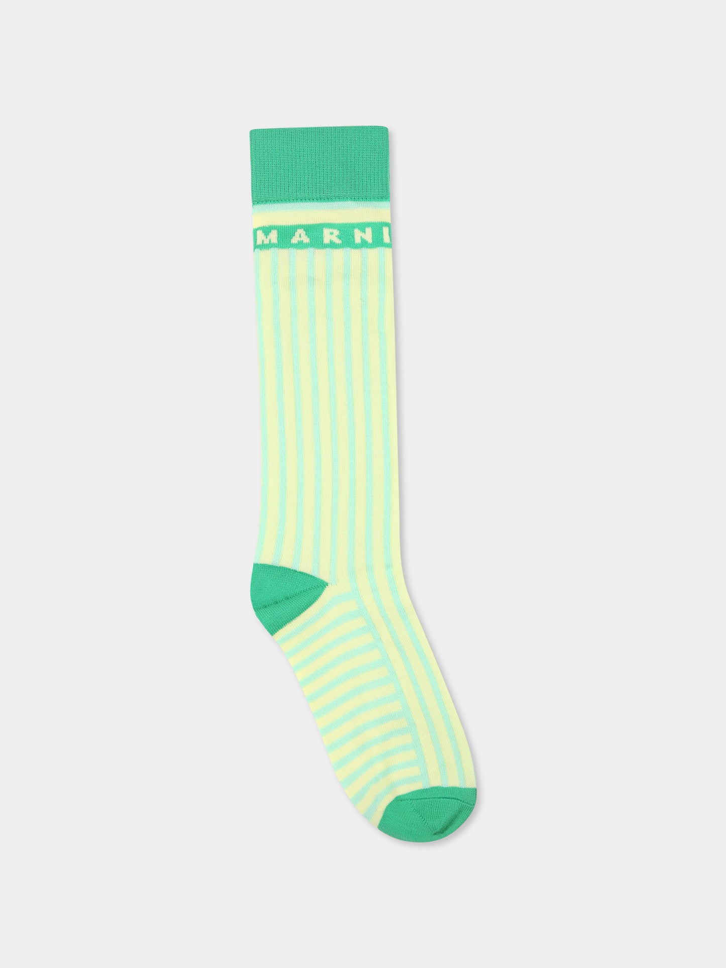 Calze verdi per bambina con logo,Marni Kids,M01473 M00UE MZ34F 0M221