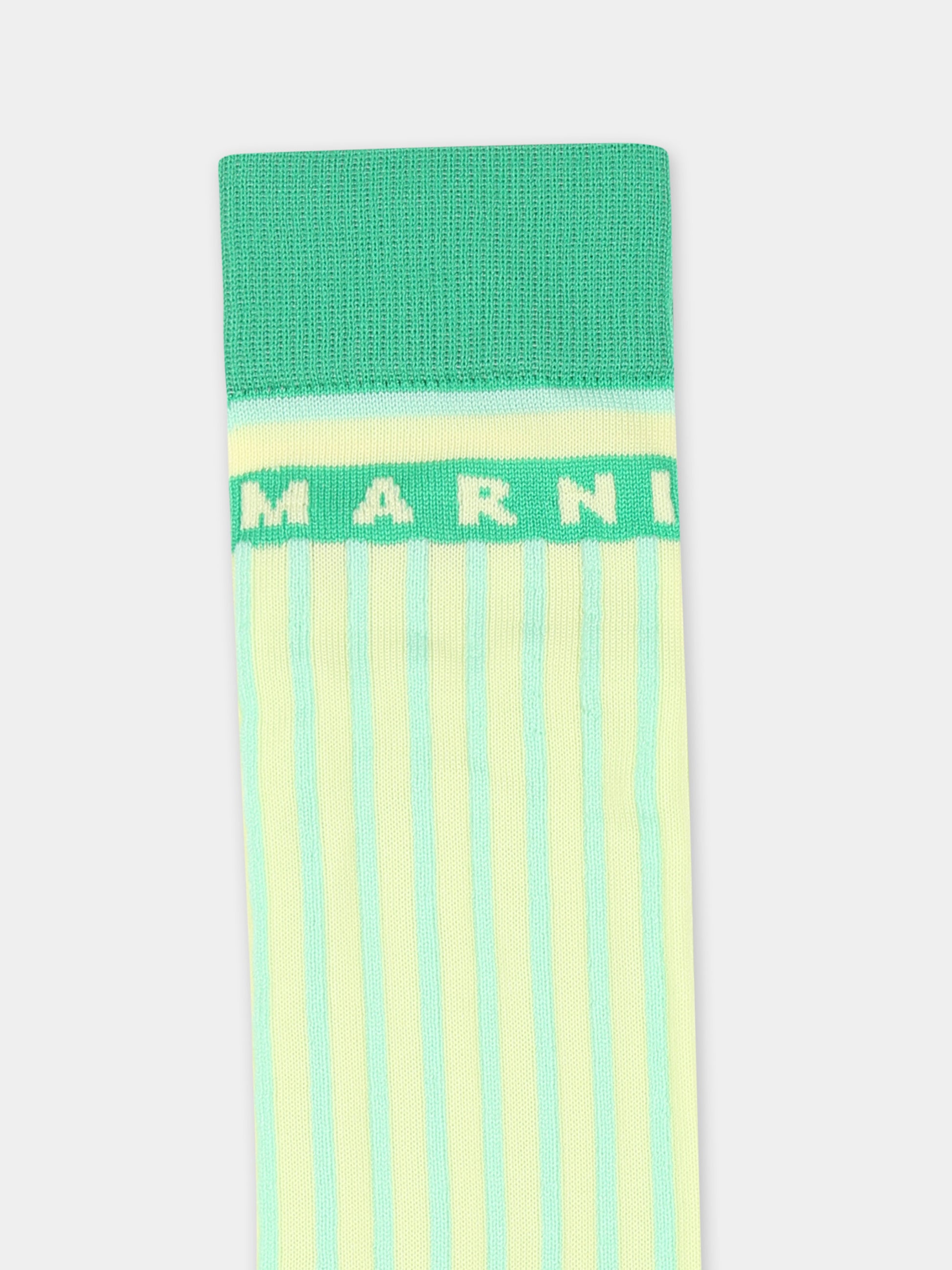 Calze verdi per bambina con logo,Marni Kids,M01473 M00UE MZ34F 0M221
