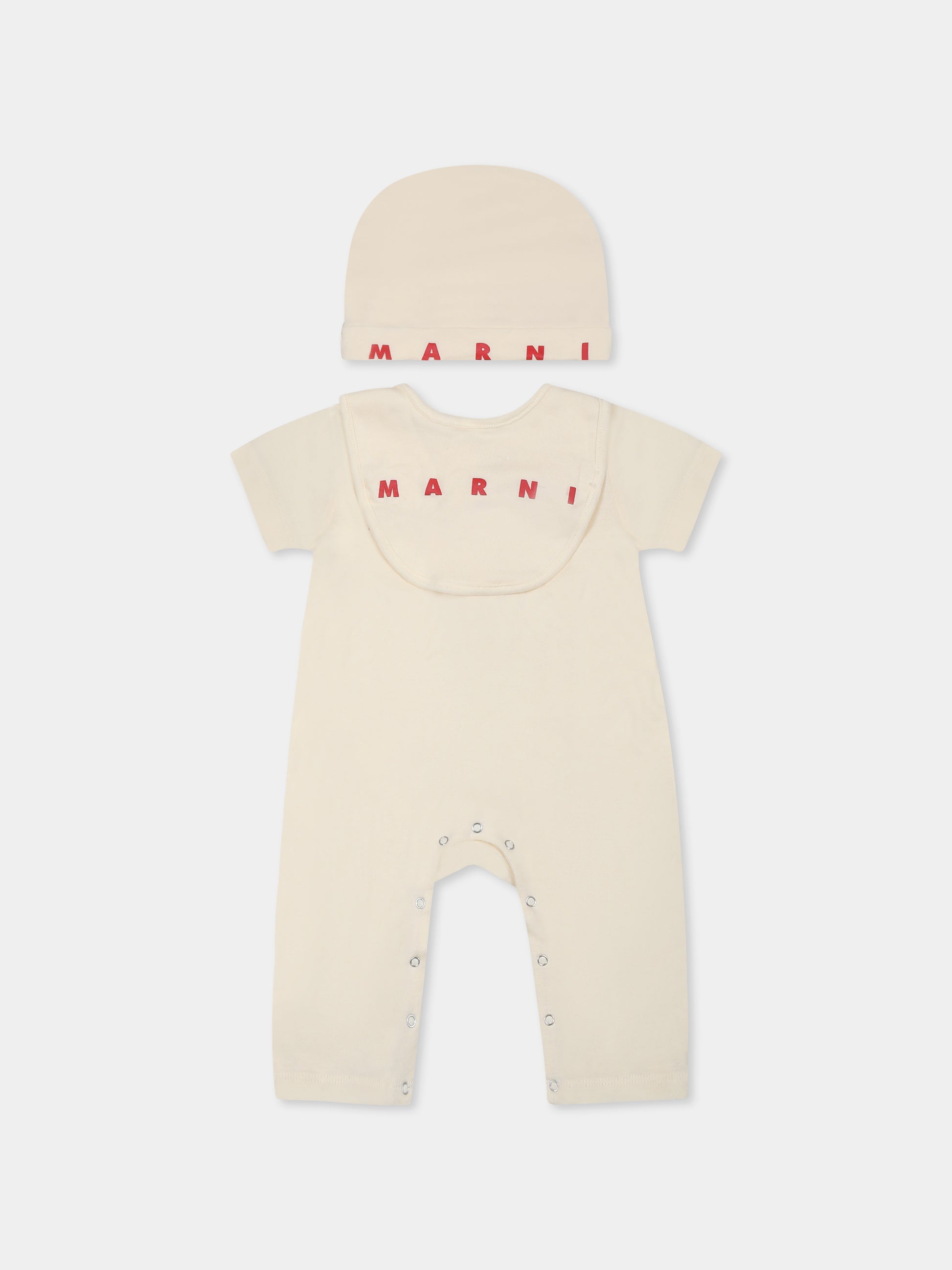 Set tutina avorio per neonati con logo,Marni Kids,M01441 M00UL MX038 0M221