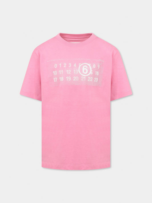 T-shirt rosa per bambina con logo