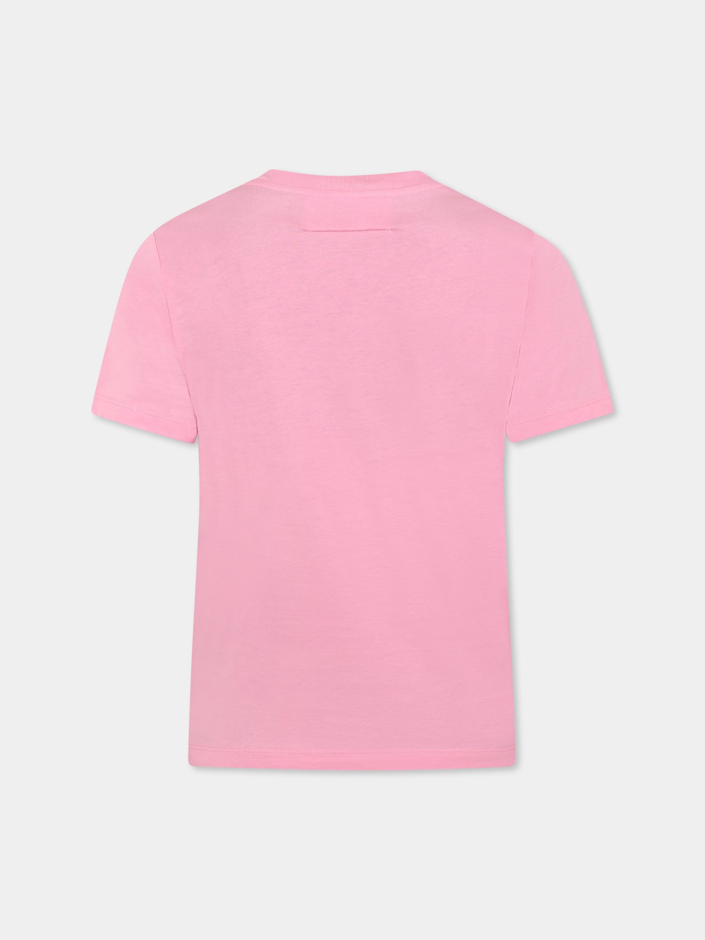 T-shirt rosa per bambina con stella e stampa numeri