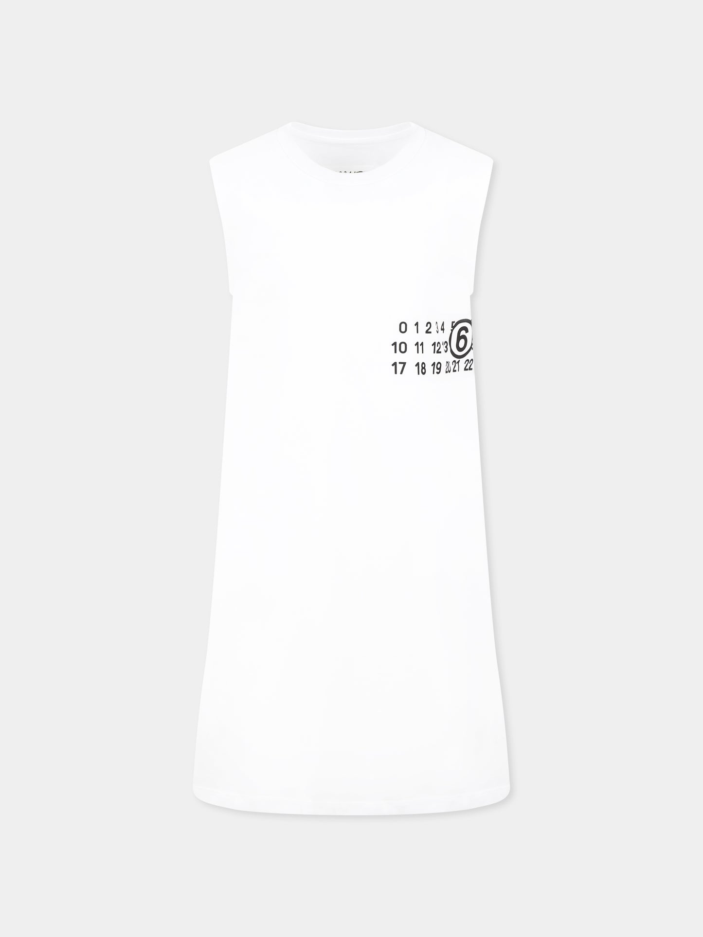 Copricostume bianco per bambina con stampa numeri,Mm6 Maison Margiela,M60780 MM04I MM6MCU6U M6100