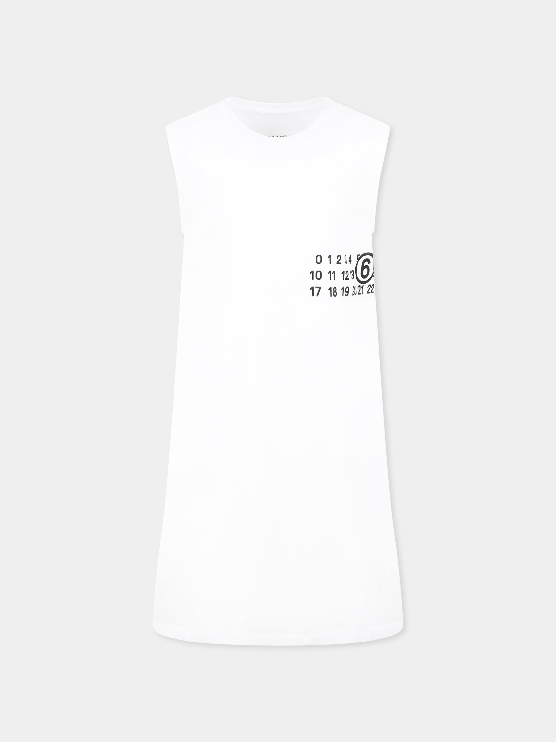 Copricostume bianco per bambina con stampa numeri,Mm6 Maison Margiela,M60780 MM04I MM6MCU6U M6100