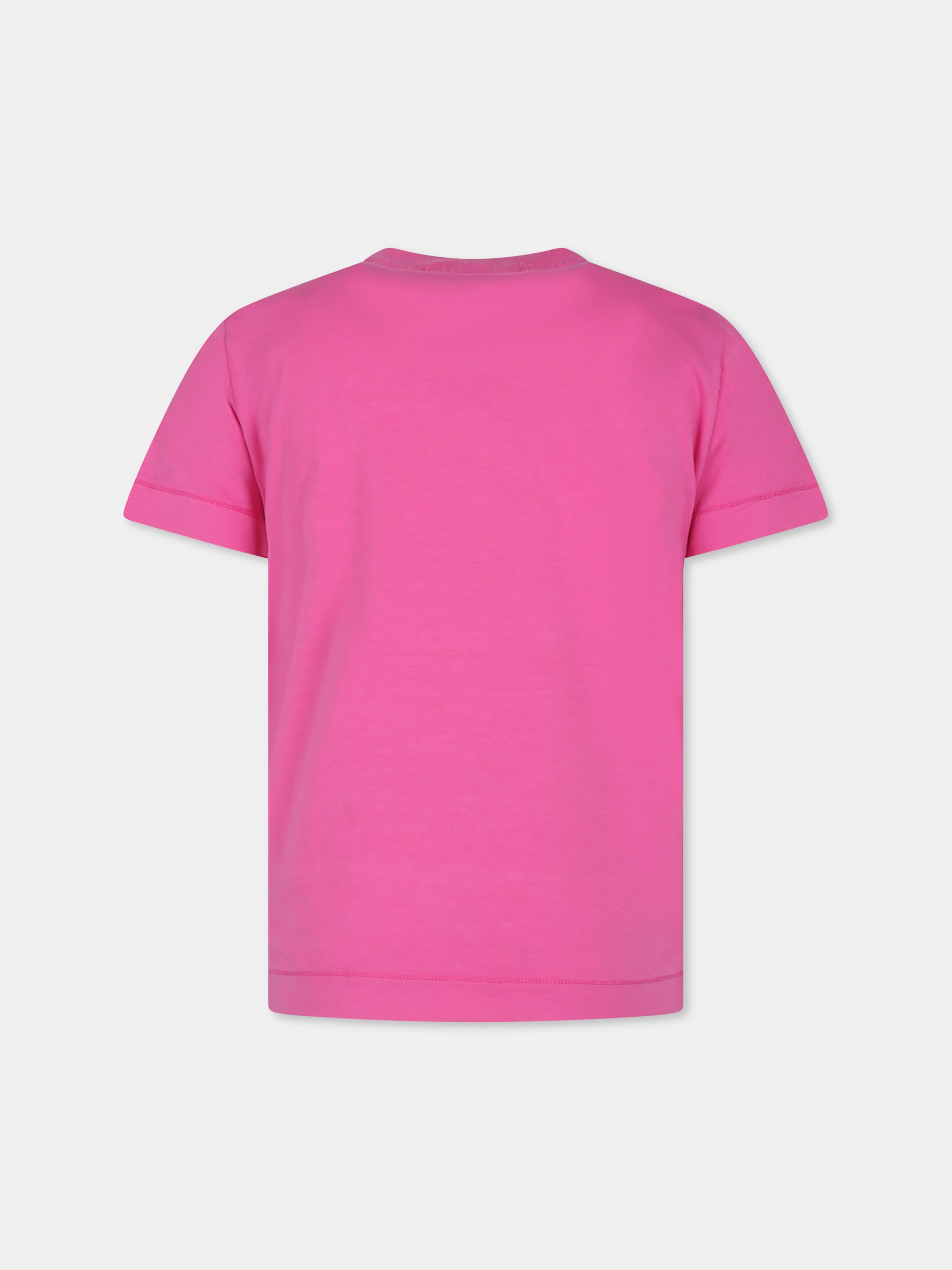 T-shirt fucsia per bambino con bussola,Stone Island Junior,801620147 V0087