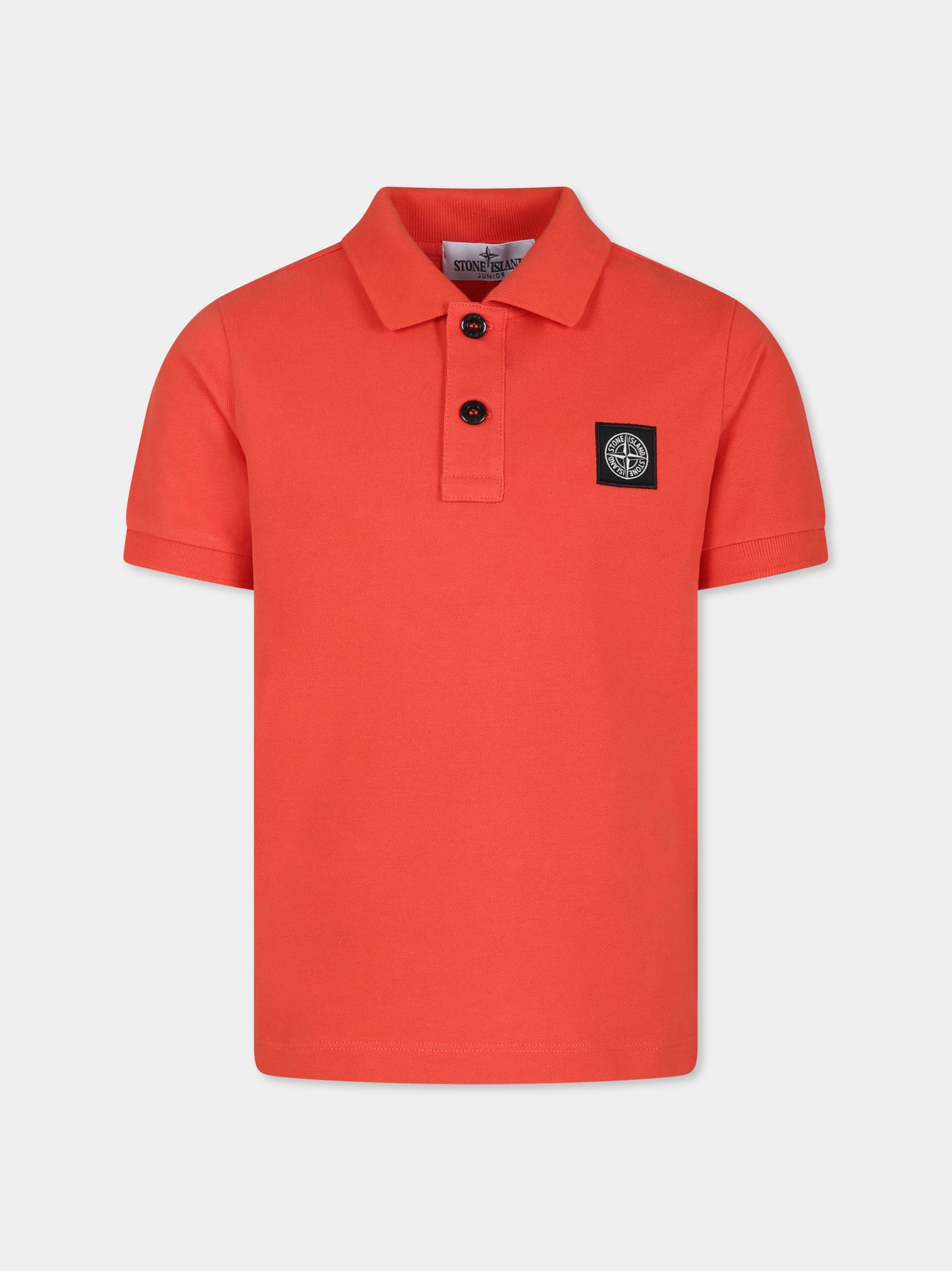 Polo arancione per bambino con bussola,Stone Island Junior,801621448 V0037