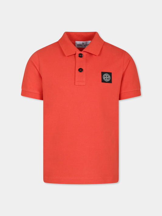 Polo arancione per bambino con bussola,Stone Island Junior,801621448 V0037