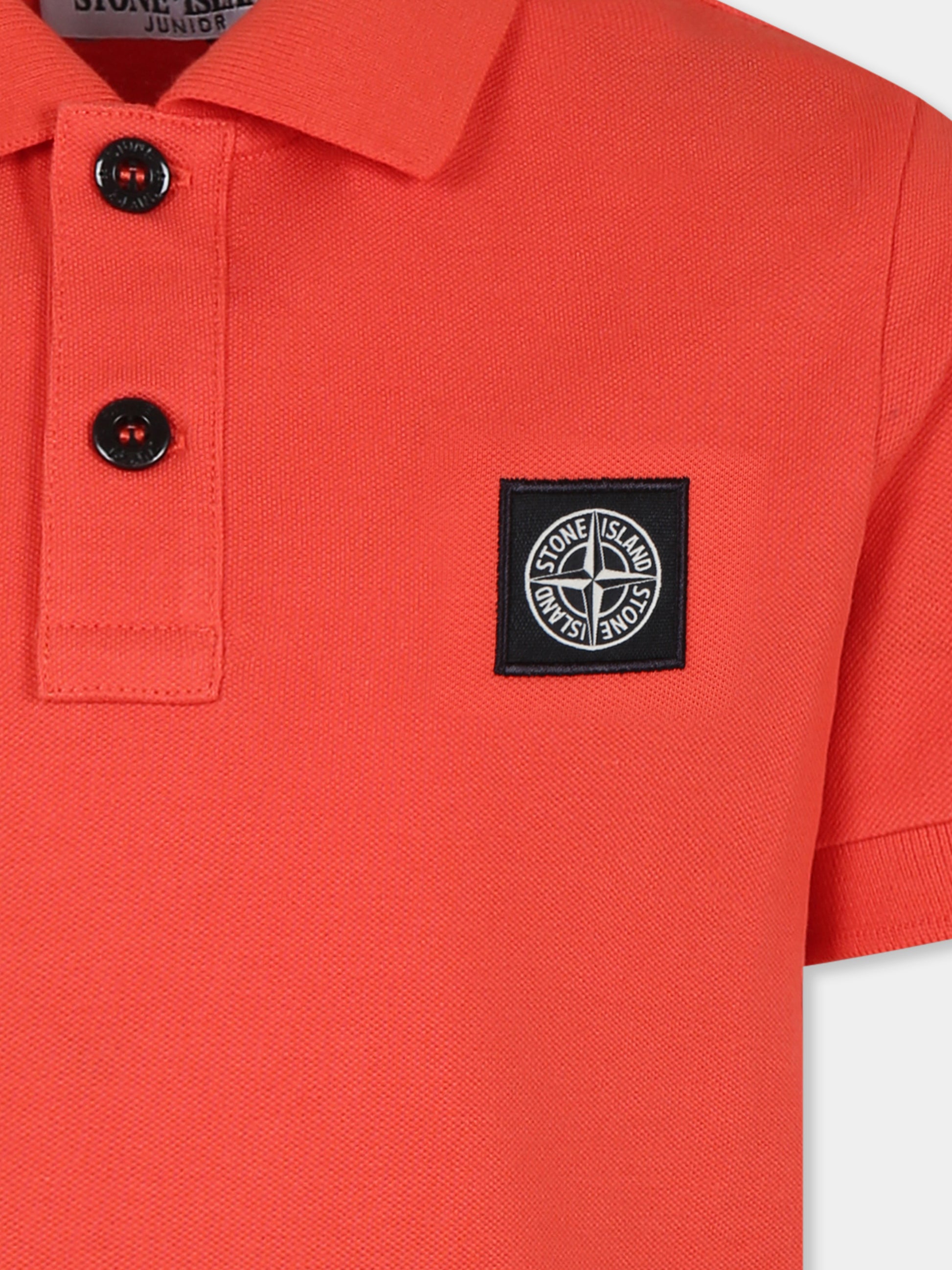 Polo arancione per bambino con bussola,Stone Island Junior,801621448 V0037