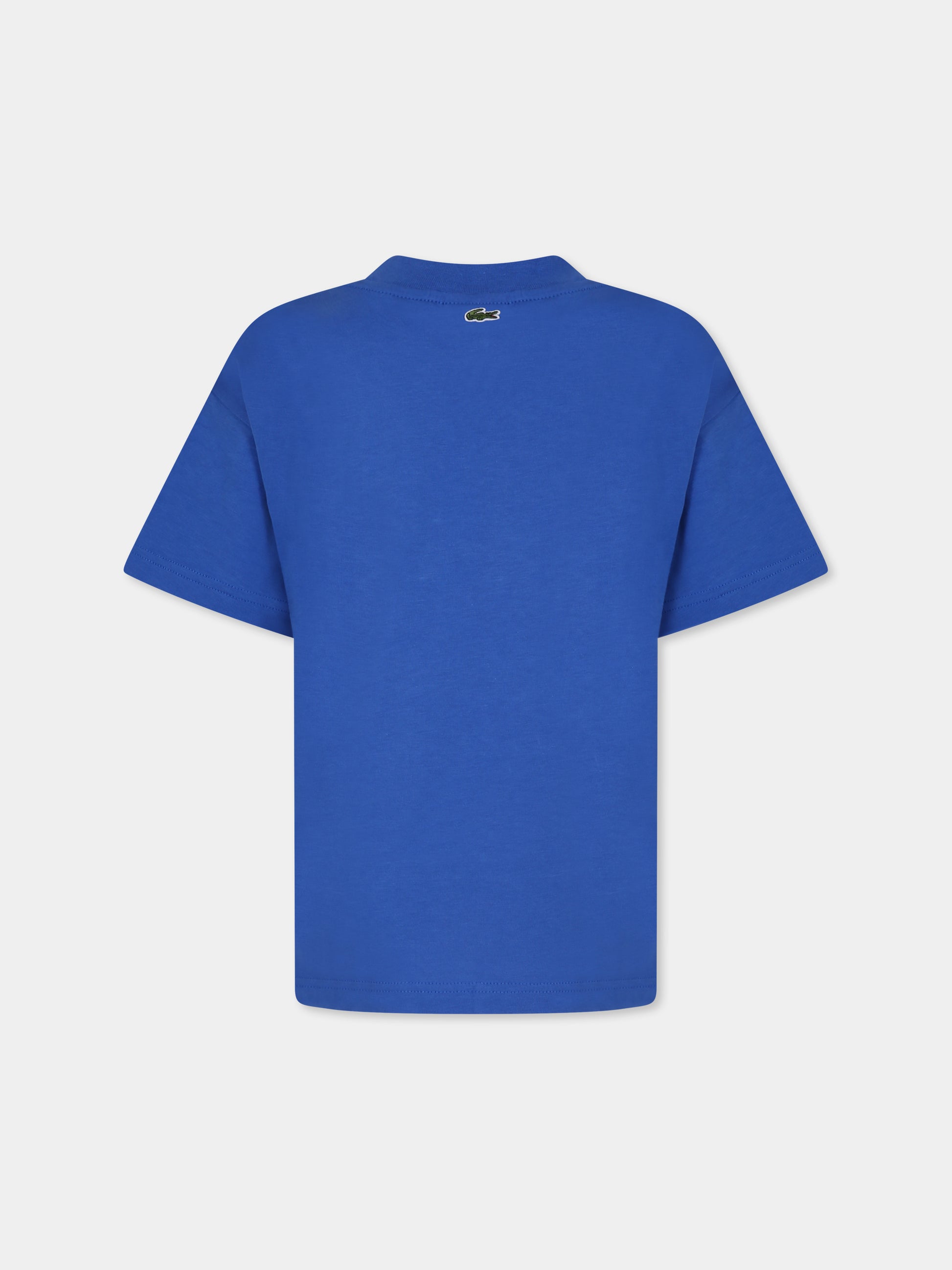 T-shirt azzurra per bambino con coccodrillo,Lacoste,TJ1207 IXW