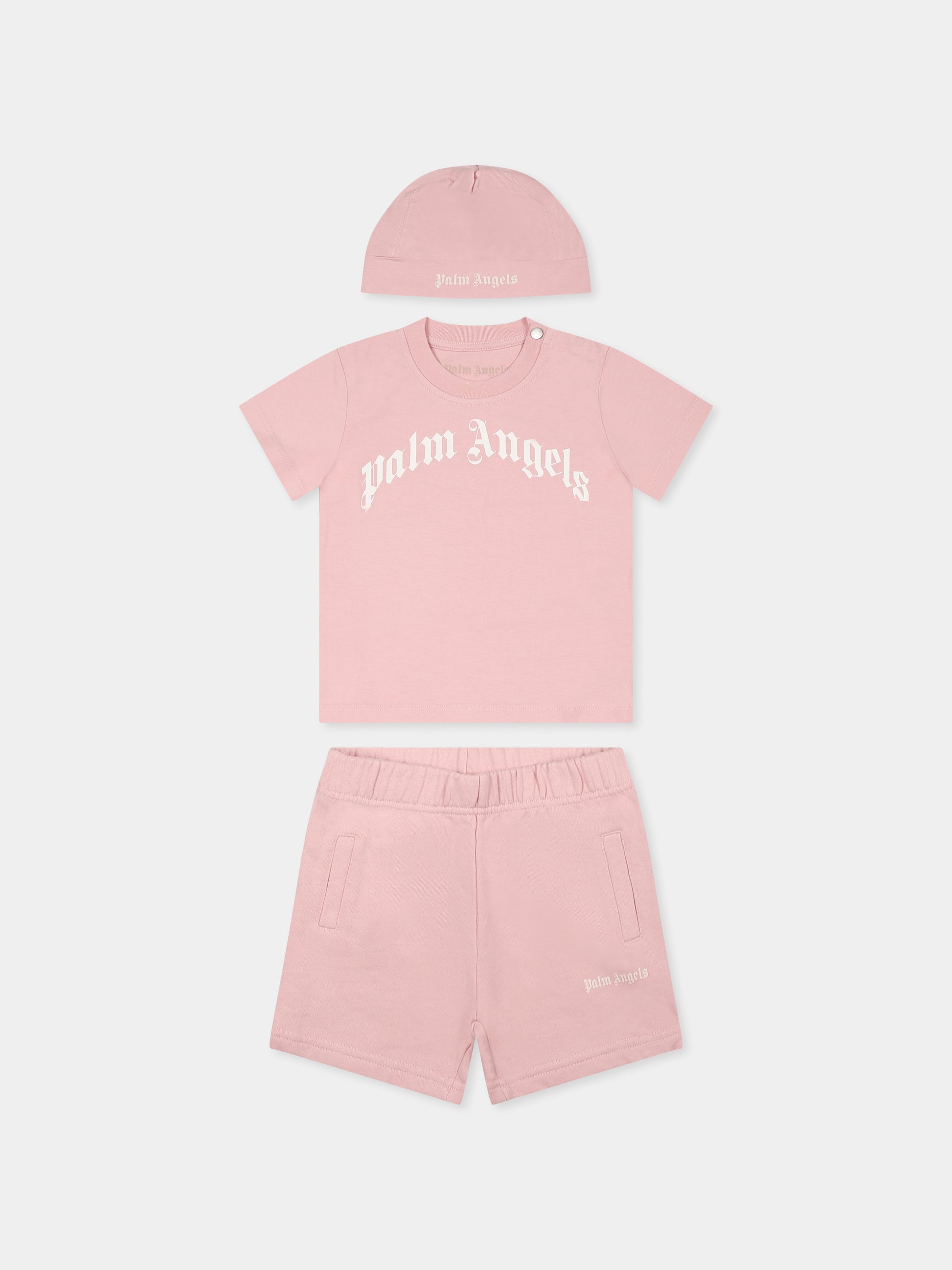 Completo nascita rosa per neonata con logo,Palm Angels,PG2X012S25JER0013103