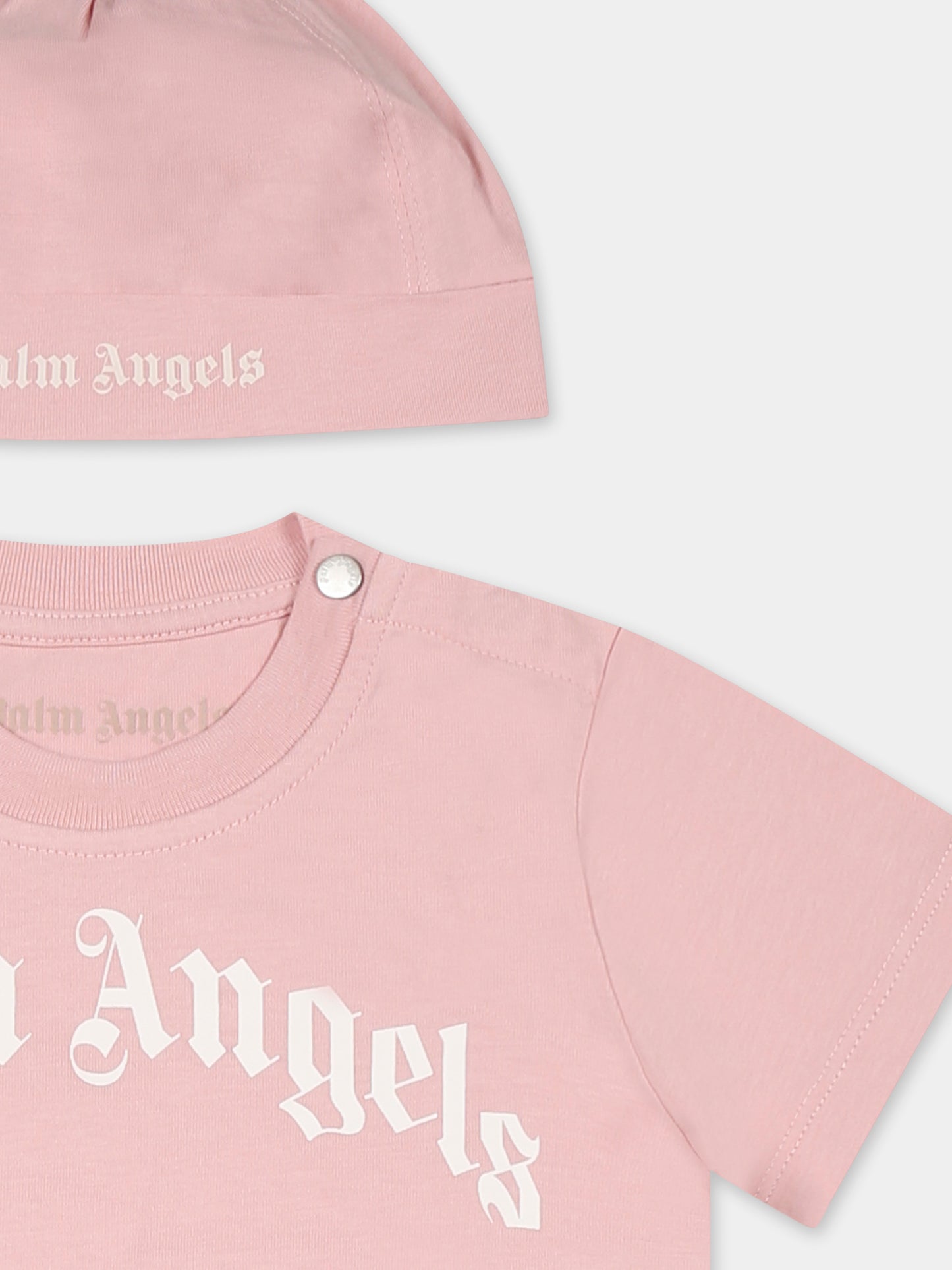 Completo nascita rosa per neonata con logo,Palm Angels,PG2X012S25JER0013103