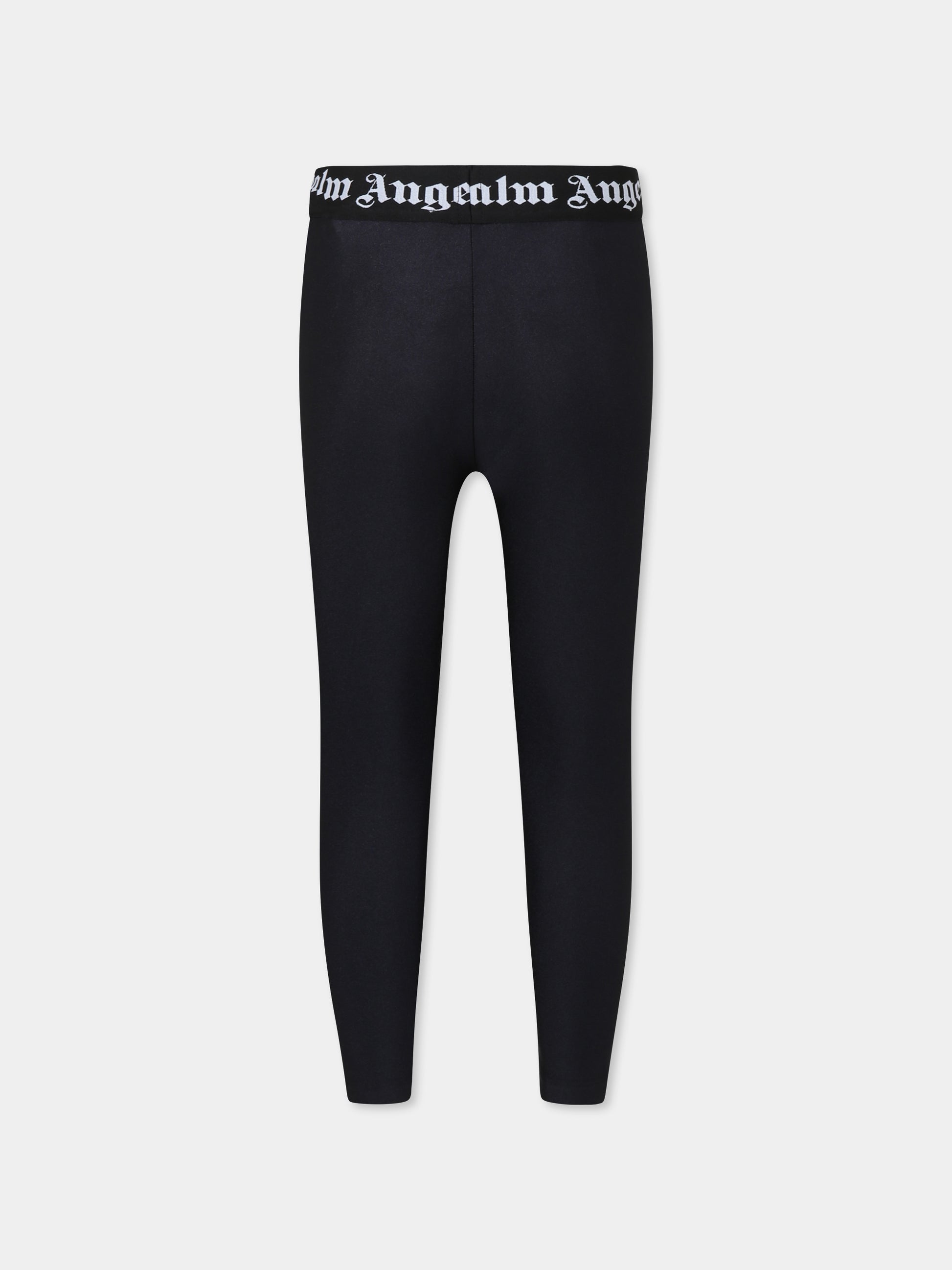 Leggings neri per bambina con logo,Palm Angels,PGVG001C99JER0011010