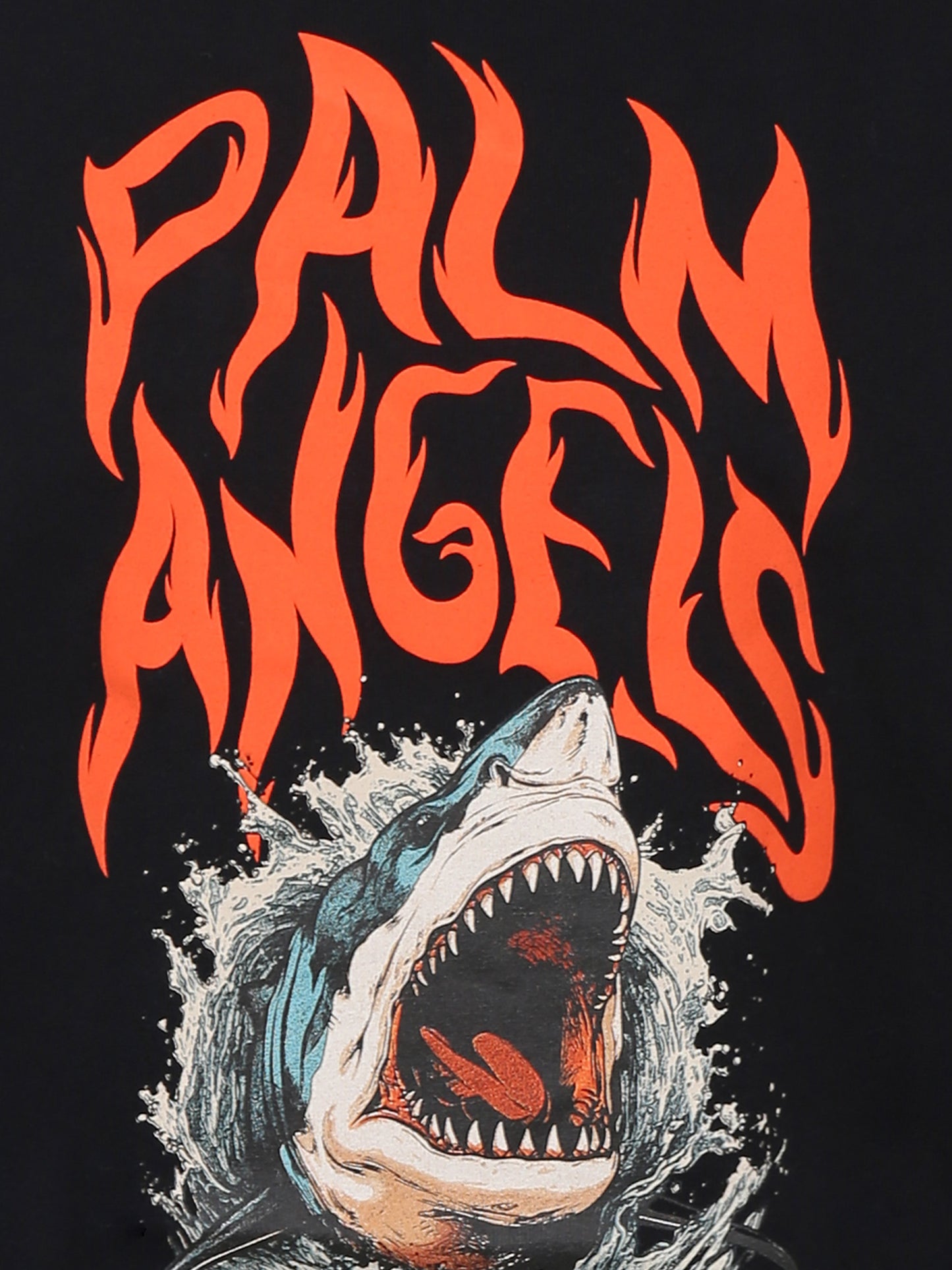 T-shirt nera per bambino con squalo e logo