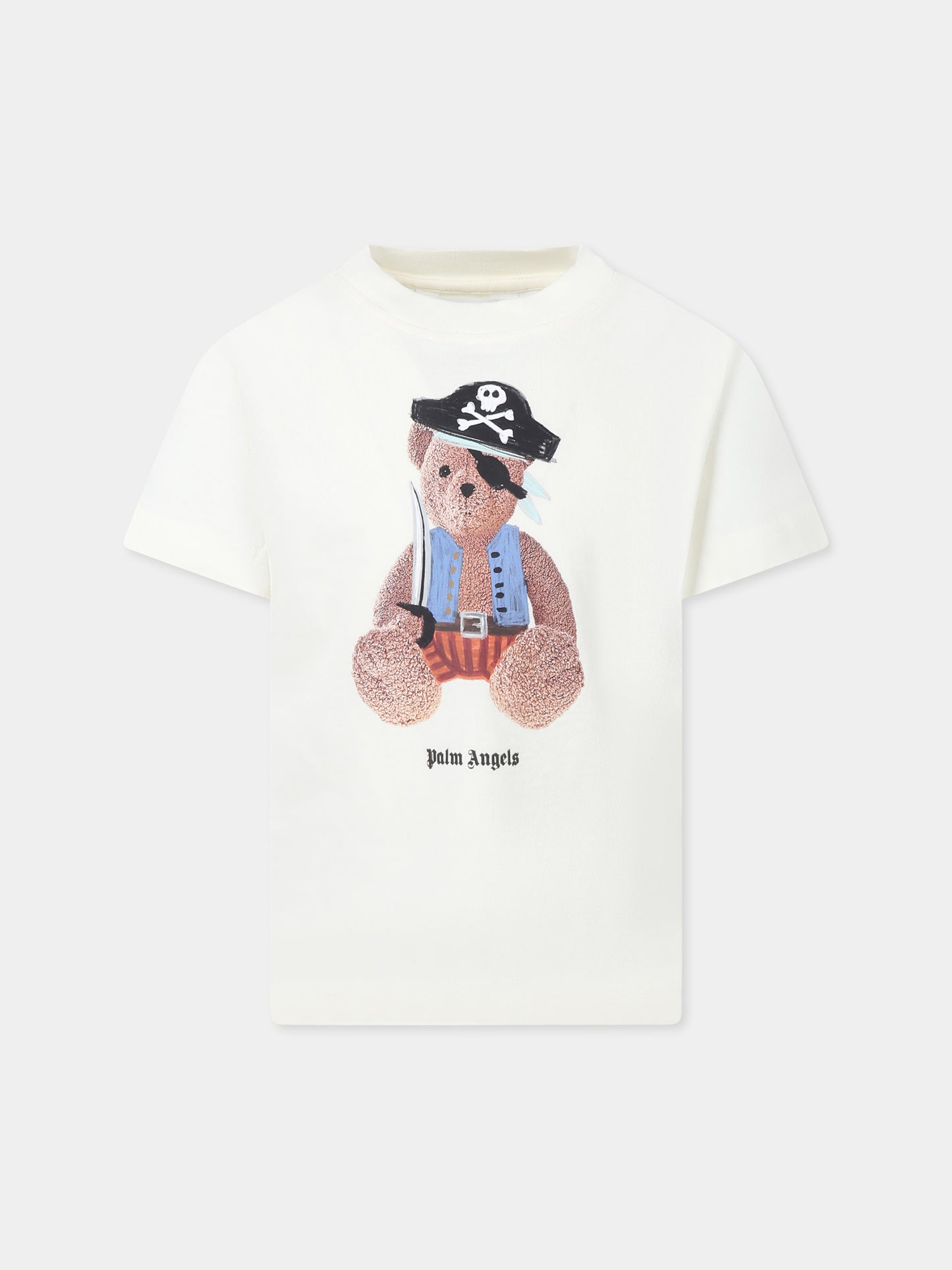 T-shirt avorio per bambino con orso