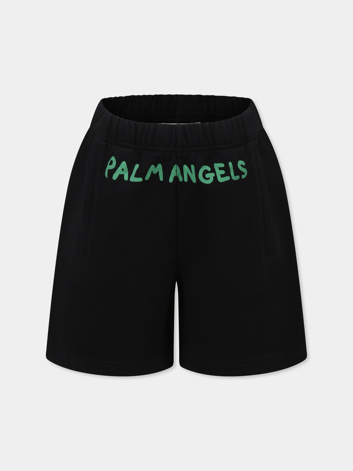 Shorts neri per bambino con logo,Palm Angels,PBCI008S25FLE0011055