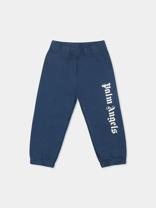 Pantaloni blu per neonato con logo