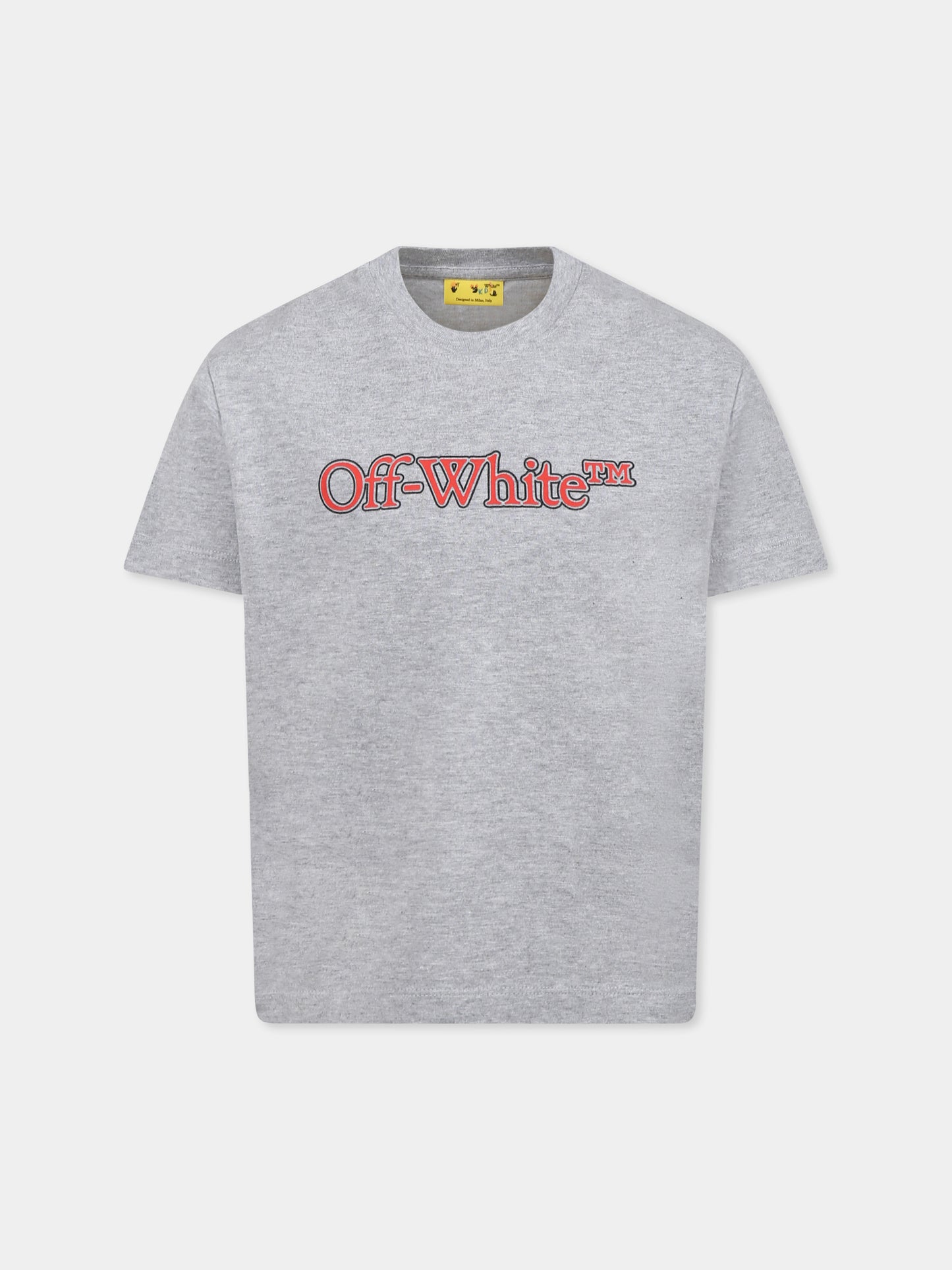 T-shirt grigia per bambino con logo,Off White,OBAA002S25JER0010826