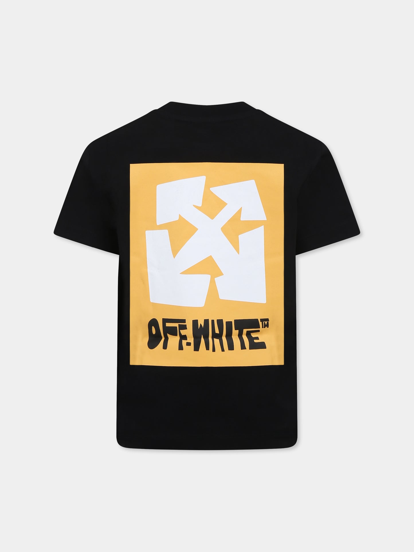 T-shirt nera per bambino con logo e frecce,Off White,OBAA002S25JER0081018