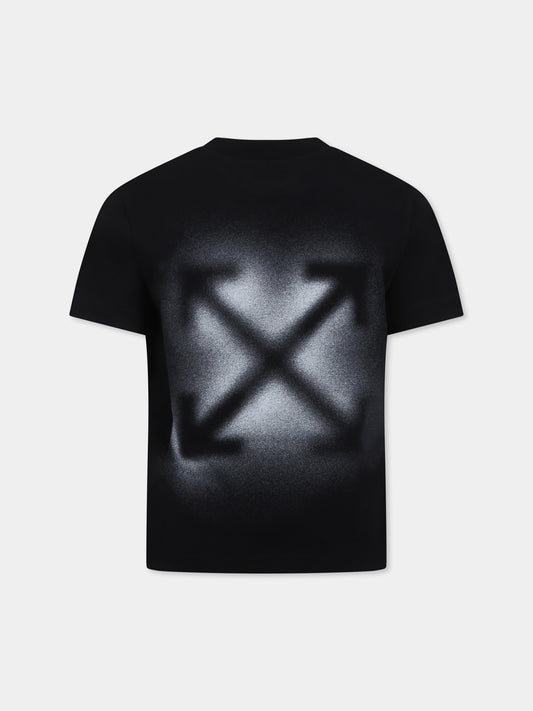 T-shirt nera per bambino con logo e frecce