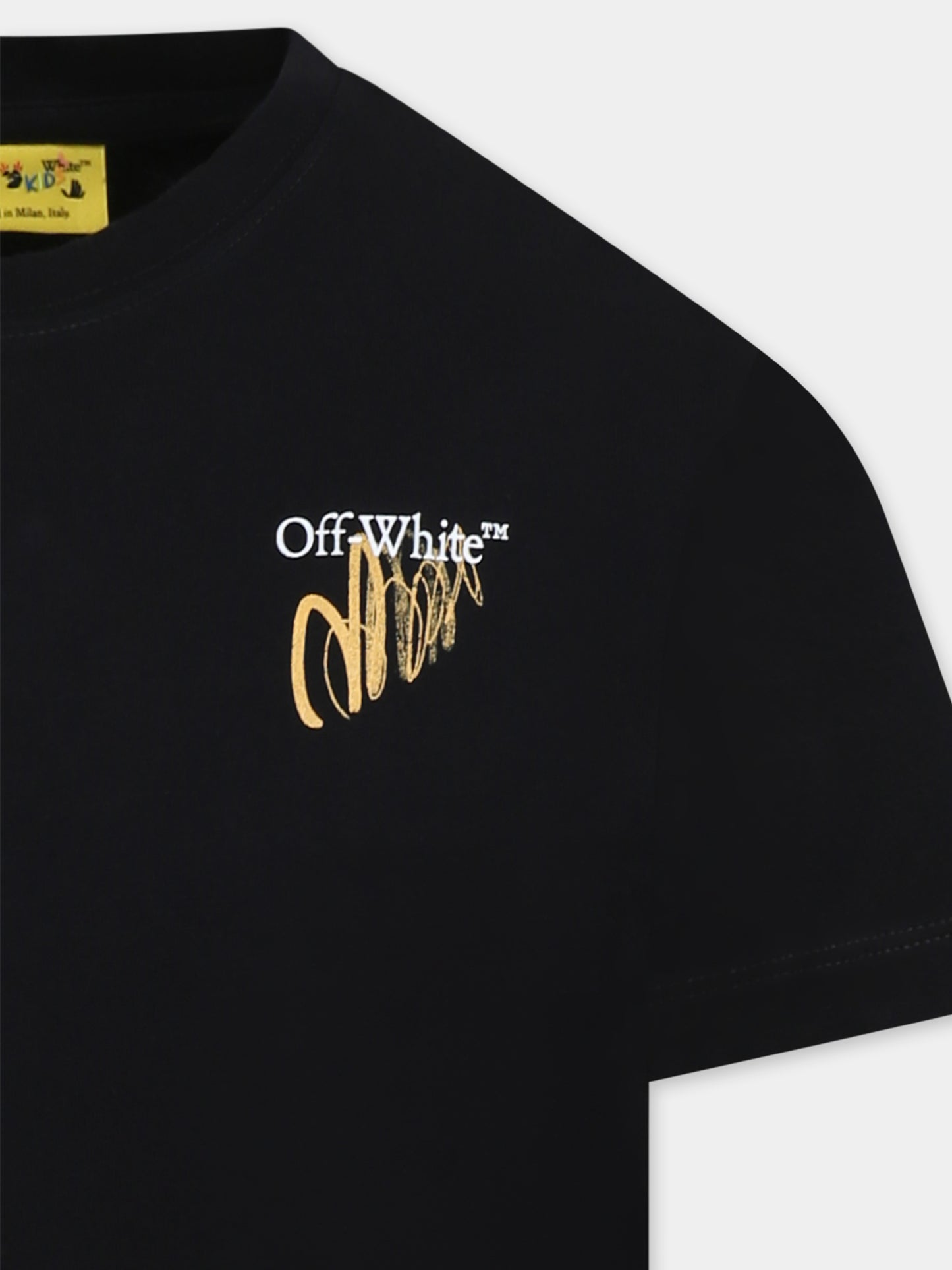 T-shirt nera per bambino con logo e frecce,Off White,OBAA002S25JER00A1001