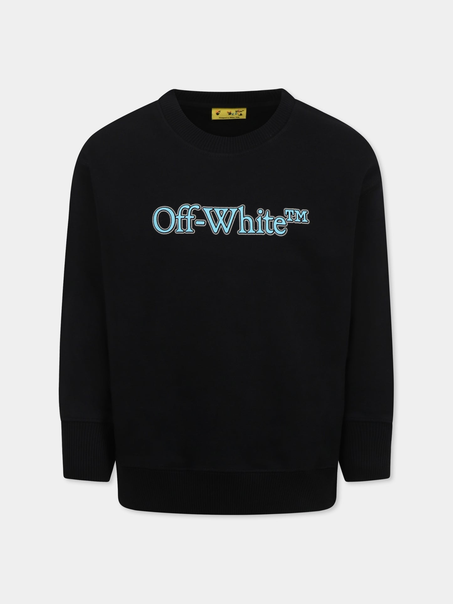 Felpa nera per bambino con logo,Off White,OBBA001S25FLE0011040