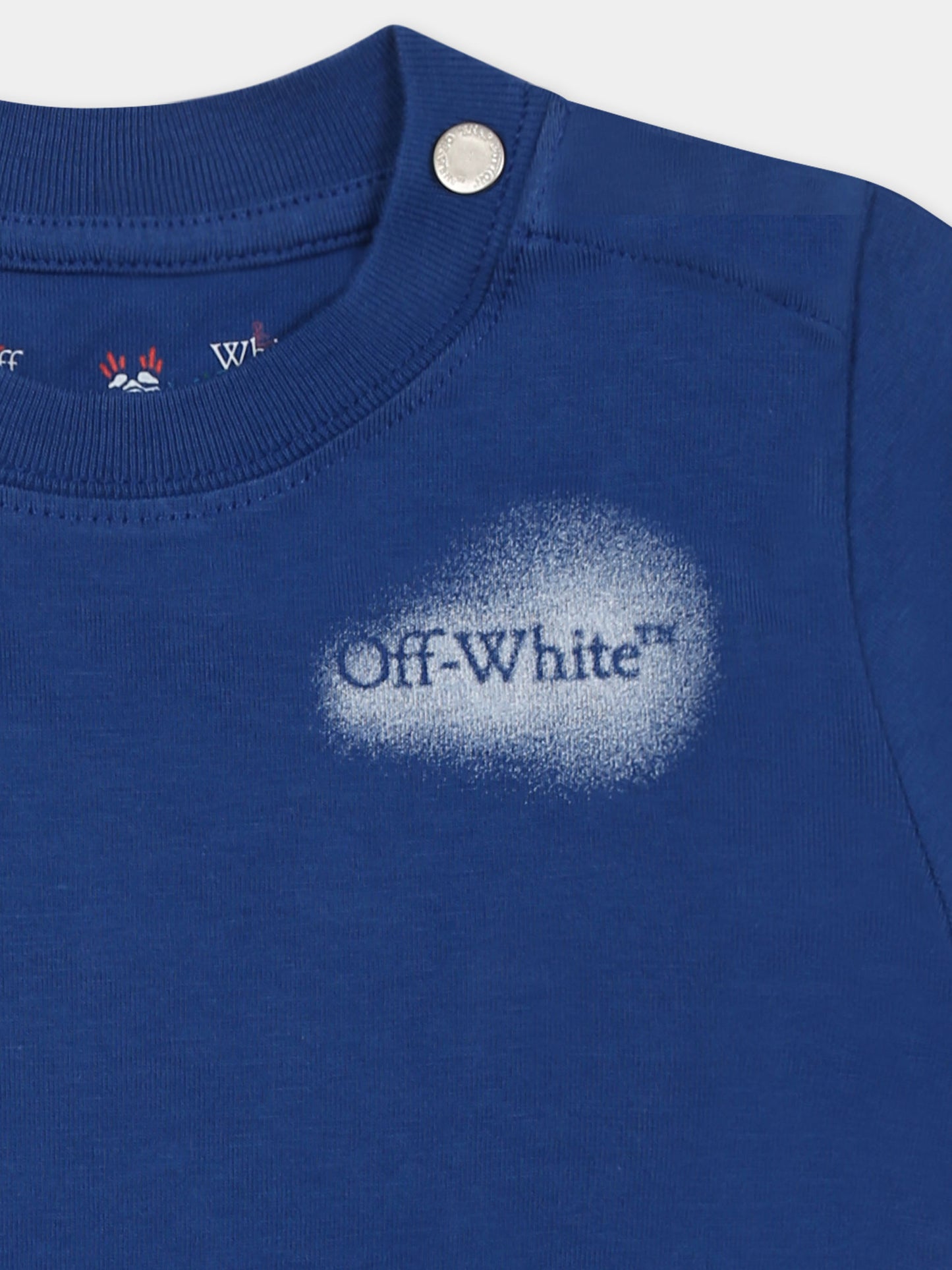 T-shirt blu per neonato con logo,Off White,OBXB001S25JER0024501