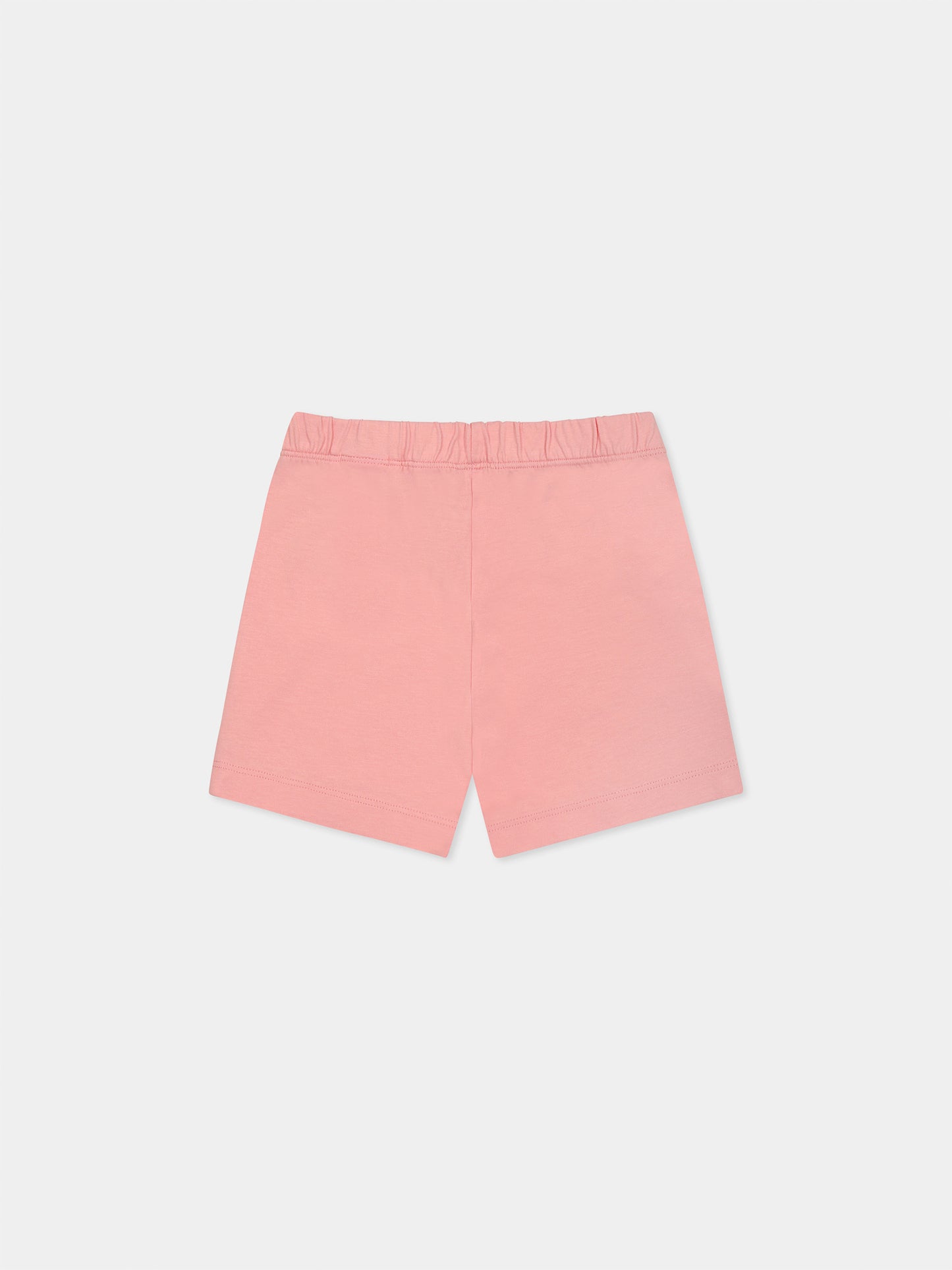 Shorts rosa per neonata con logo e farfalle