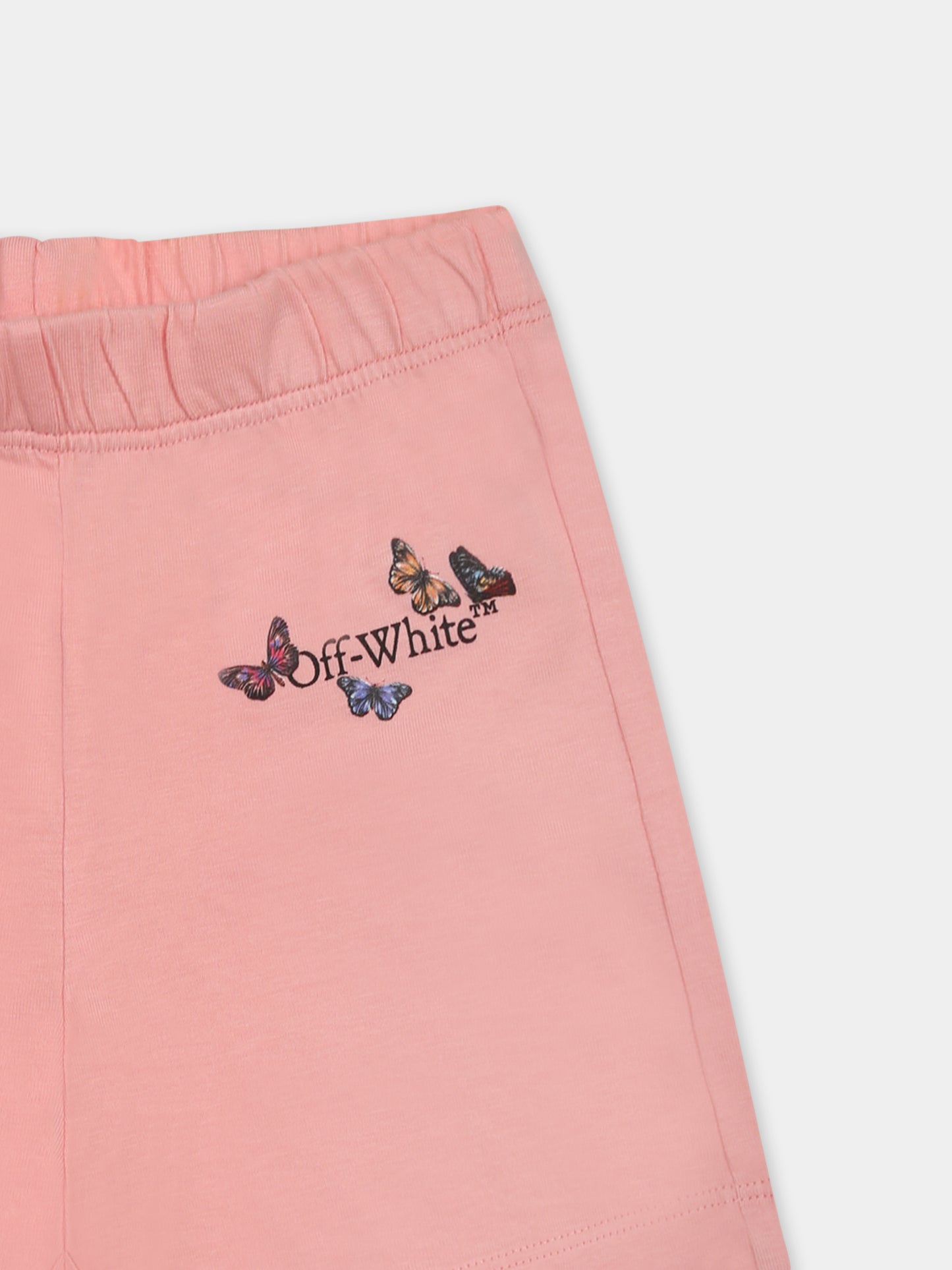 Shorts rosa per neonata con logo e farfalle