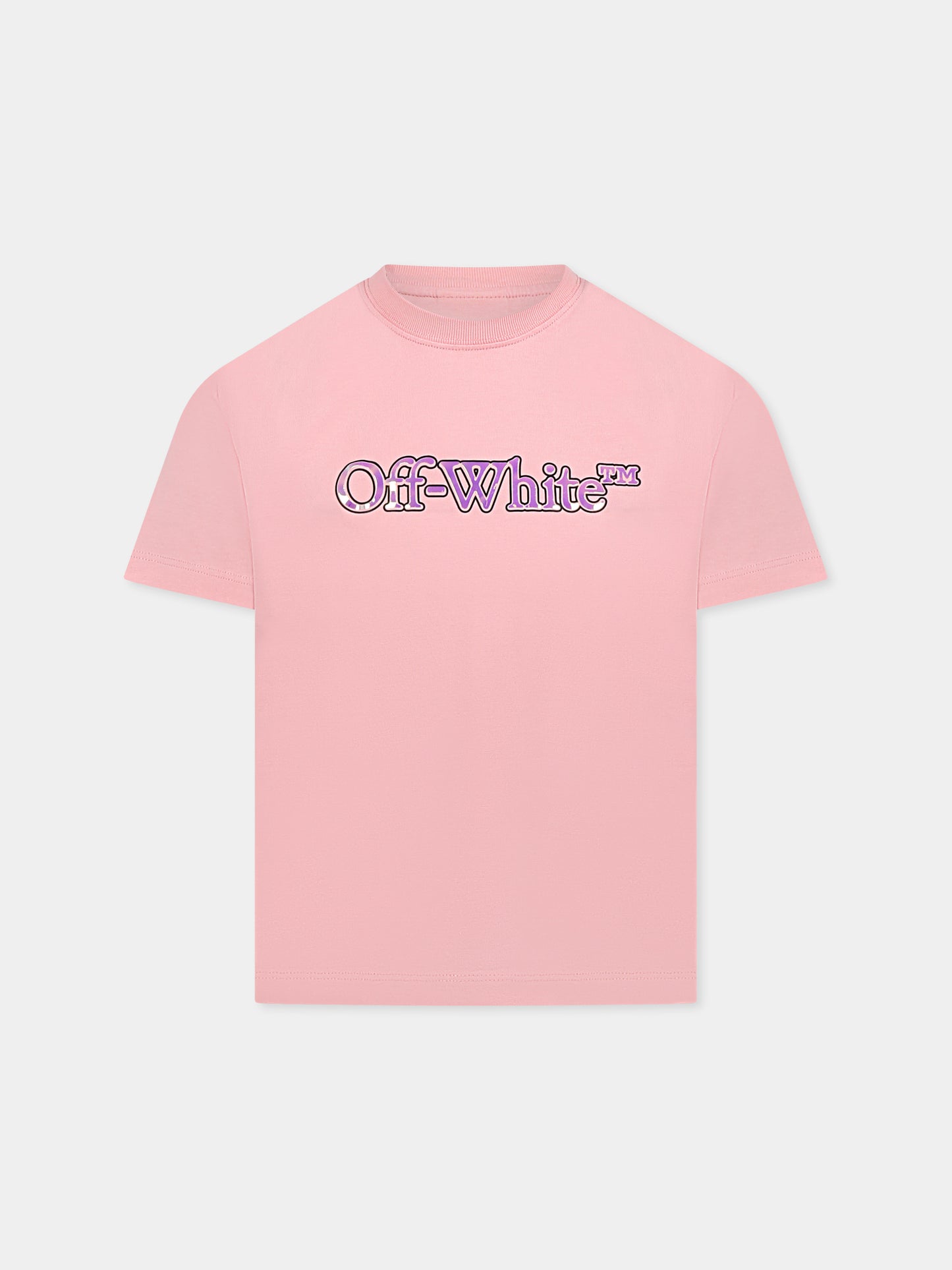 T-shirt rosa per bambina con logo,Off White,OGAA001S25JER0013072