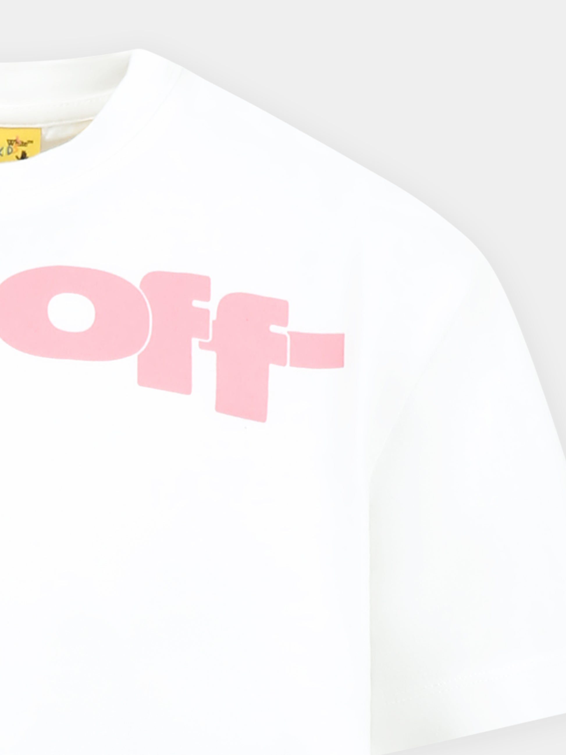 T-shirt crop bianca per bambina con logo,Off White,OGAA019S25JER0010130