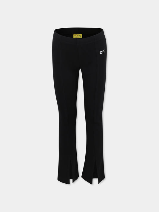 Leggings neri per bambina con logo,Off White,OGCA009S25JER0011001