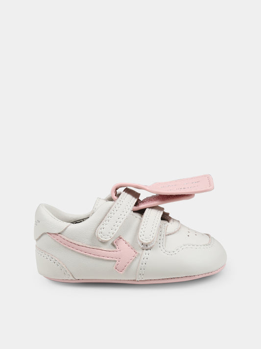 Sneakers avorio per neonata con freccia,Off White,OGIX001S25LEA001013C