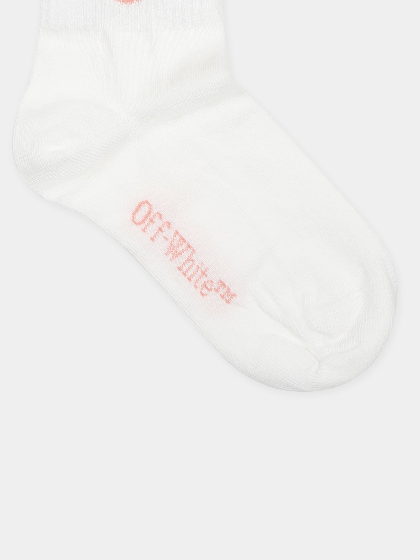 Calze bianche per bambina con logo,Off White,OGRA003S25KNI0010130