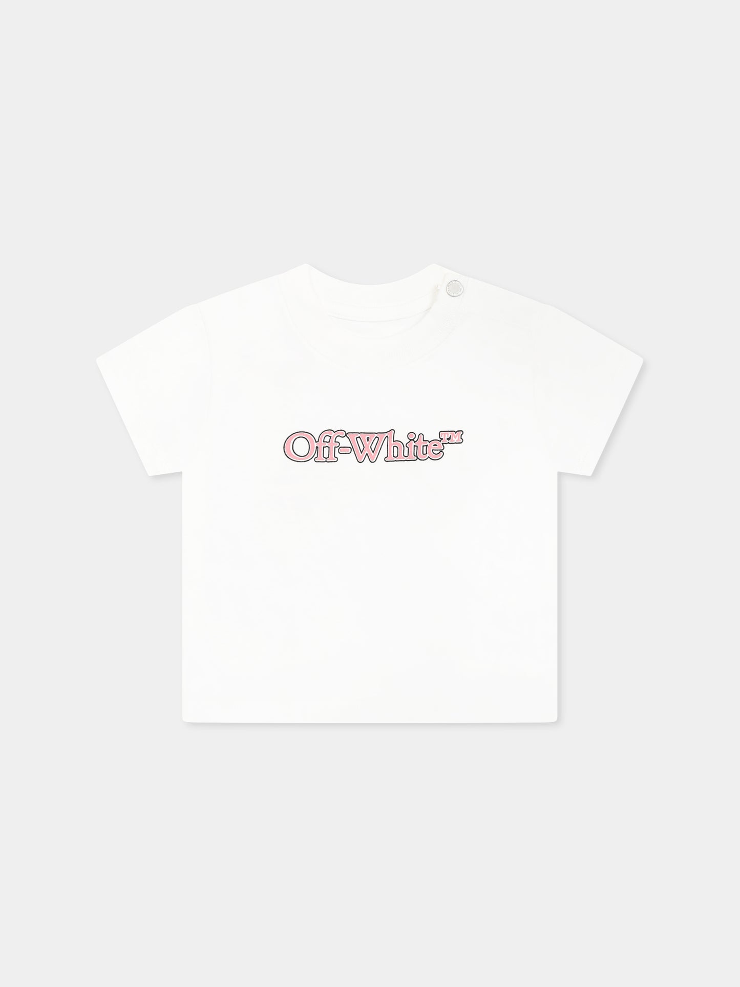 T-shirt bianca per neonata con logo,Off White,OGXB001S25JER0010130