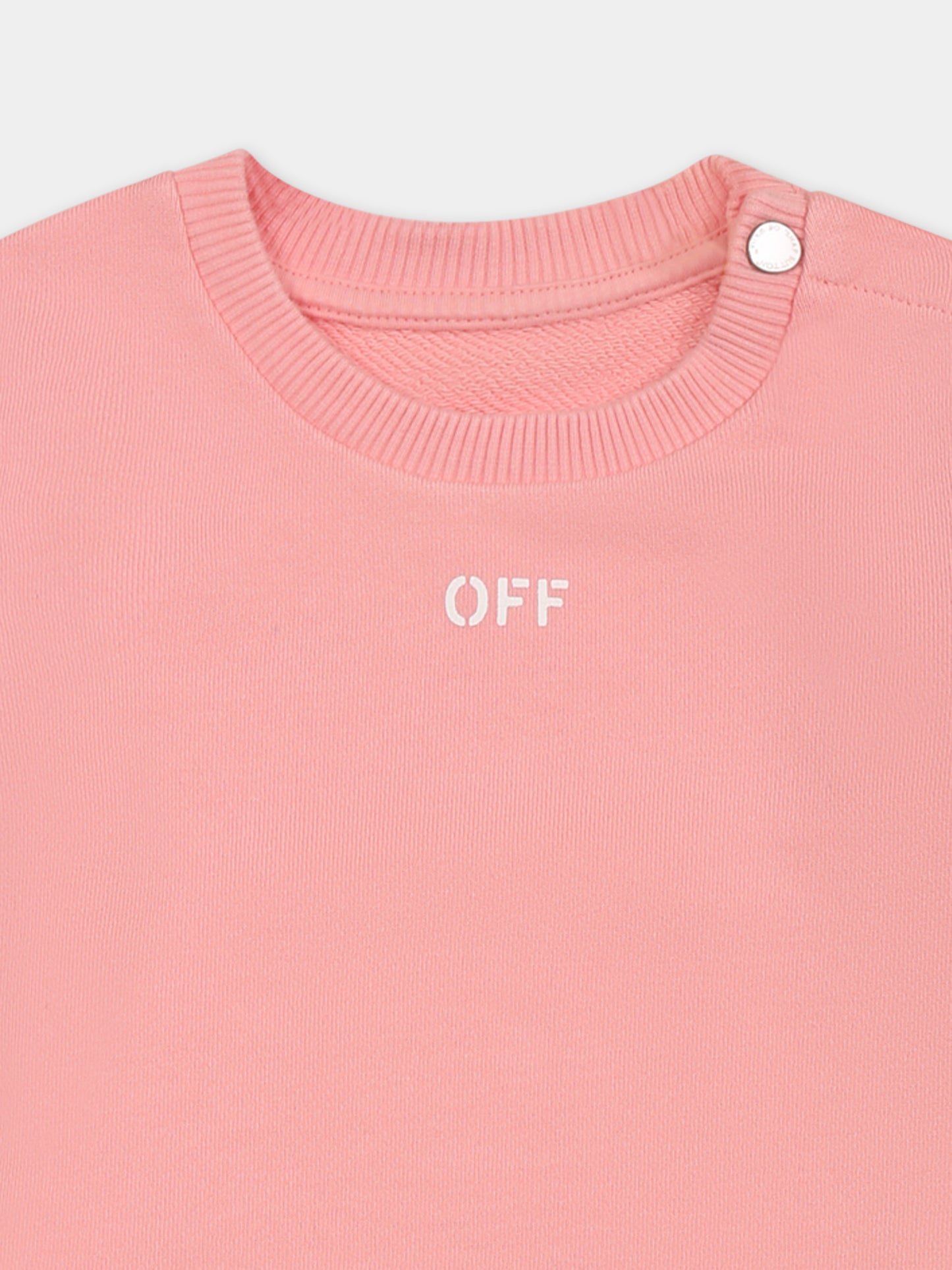 Felpa rosa per neonata con logo,Off White,OGXC001S25FLE0033001