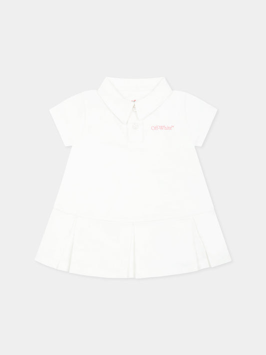 Vestito bianco per neonata con logo,Off White,OGXU003S25JER0010130