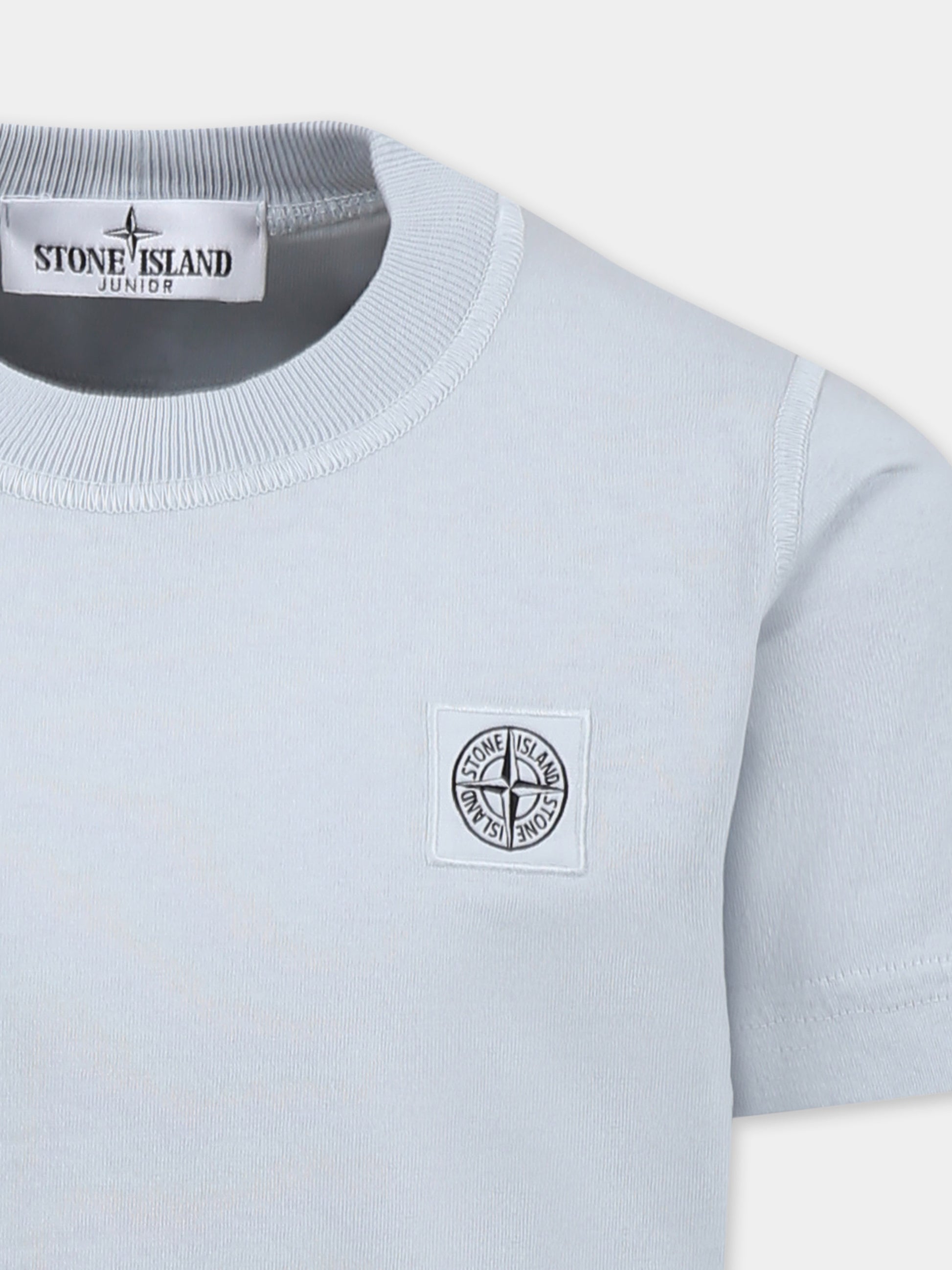 T-shirt celeste per bambino con bussola,Stone Island Junior,K1S16 2100006 S0050 V0041