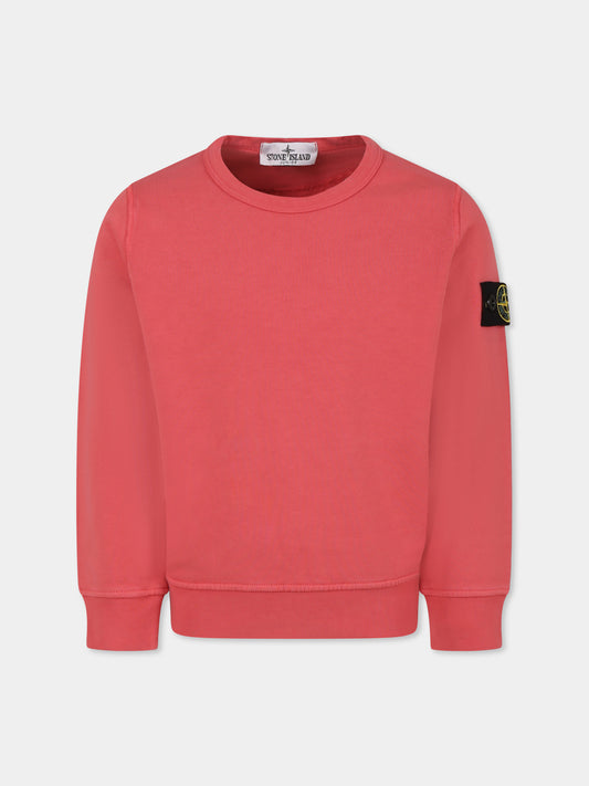 Felpa rossa per bambino con bussola,Stone Island Junior,K1S16 6100011 S0040 V0089