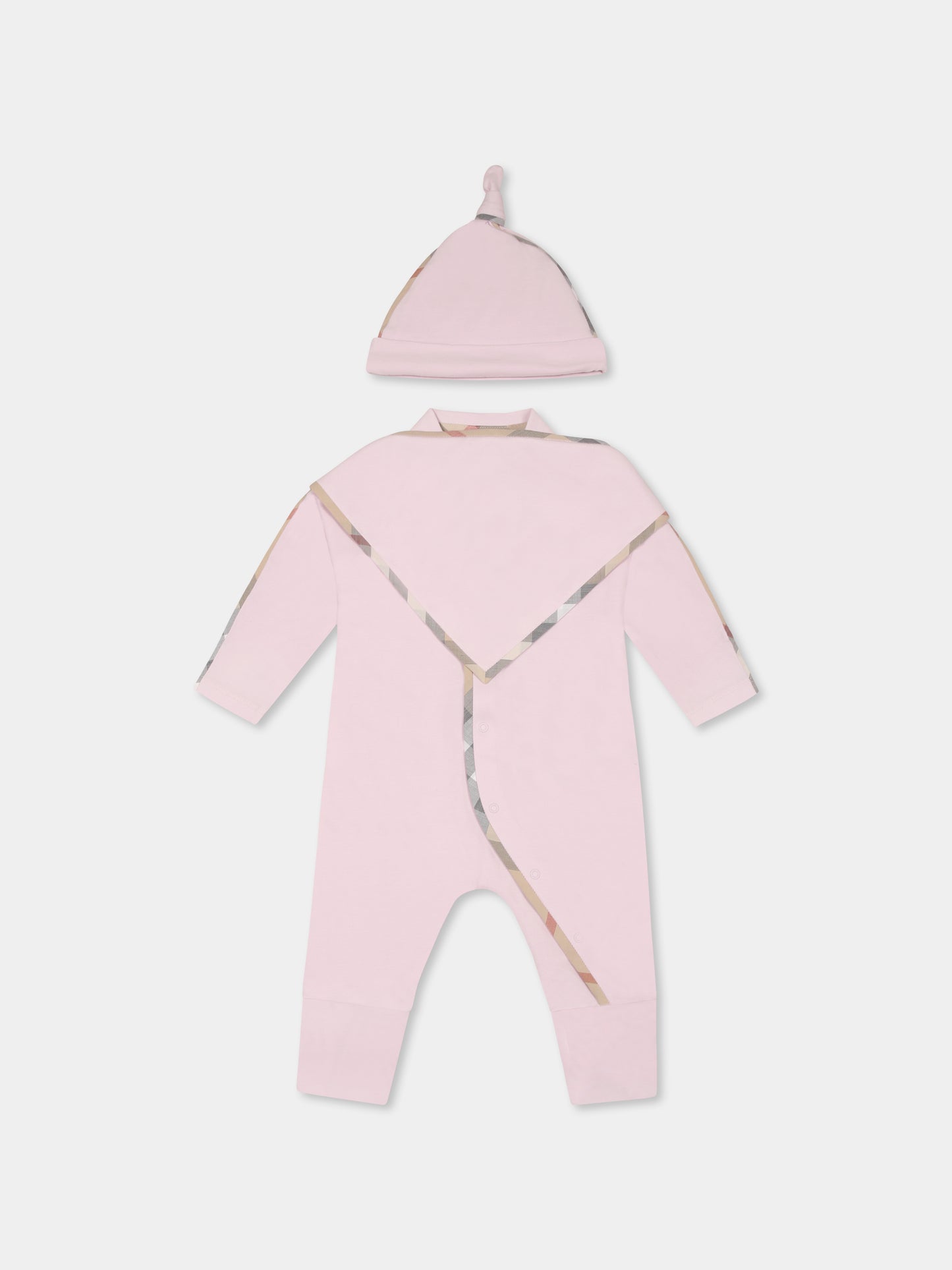 Set tutina rosa per neonata con check vintage