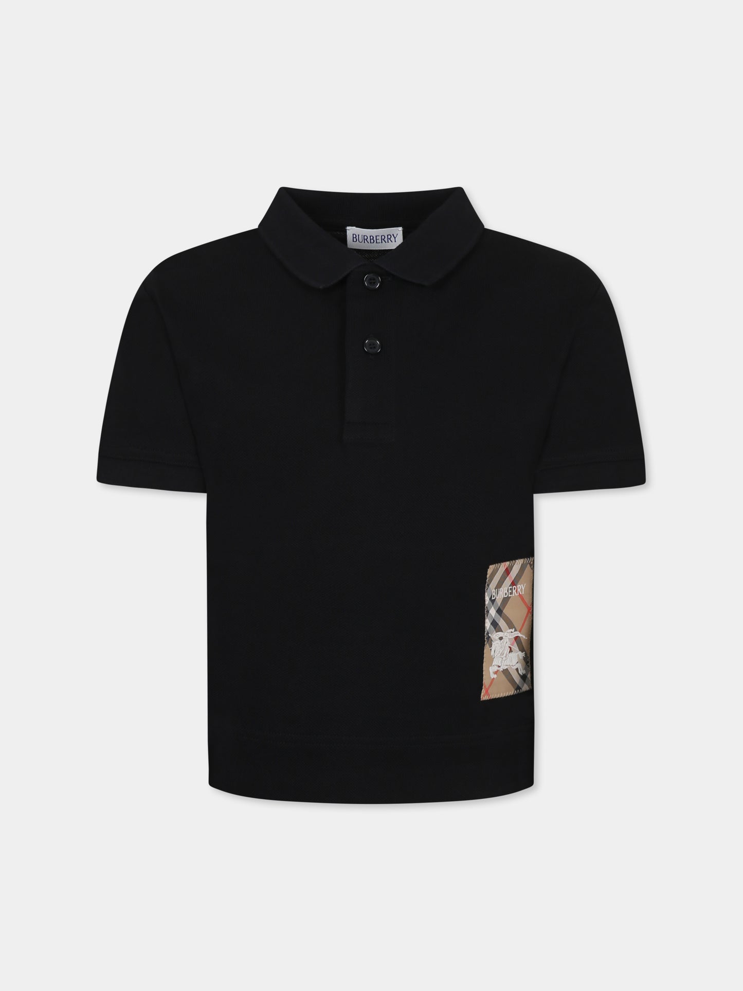 Polo bianca per bambino con cavaliere equestre,Burberry Kids,8105079 A1189