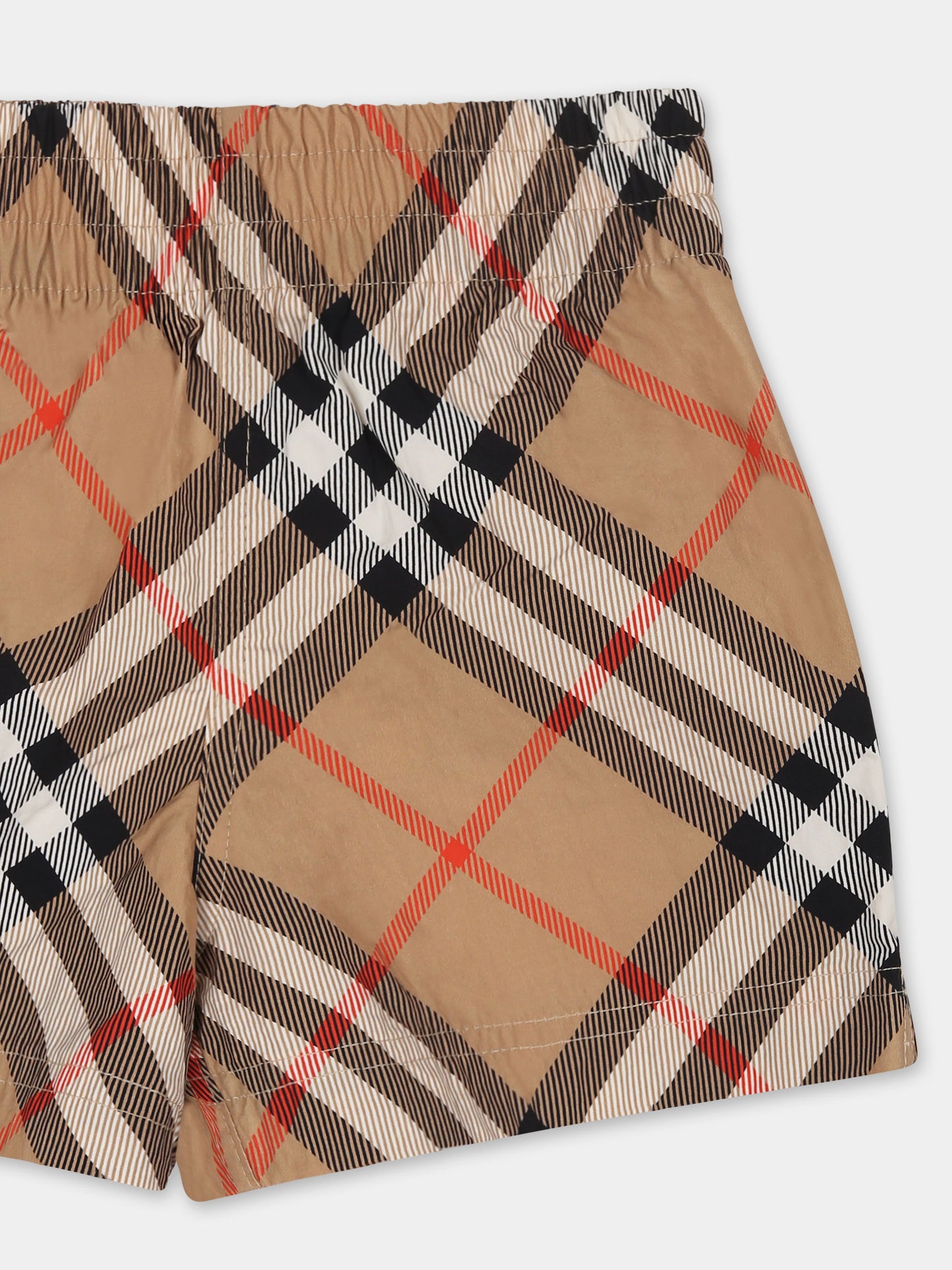 Boxer mare beige per neonato con check vintage