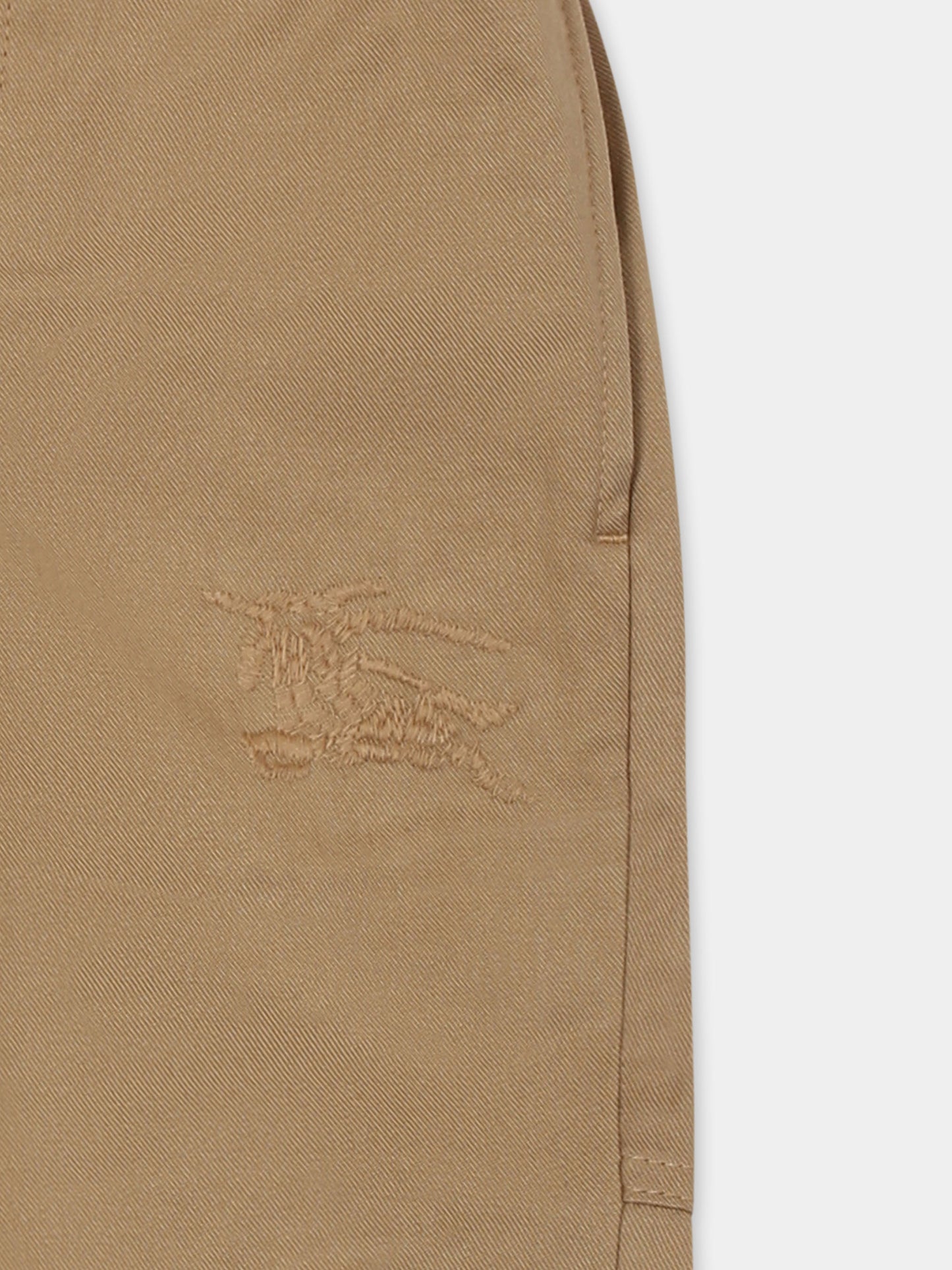 Pantaloni beige per neonato con logo beige Equestrian knight