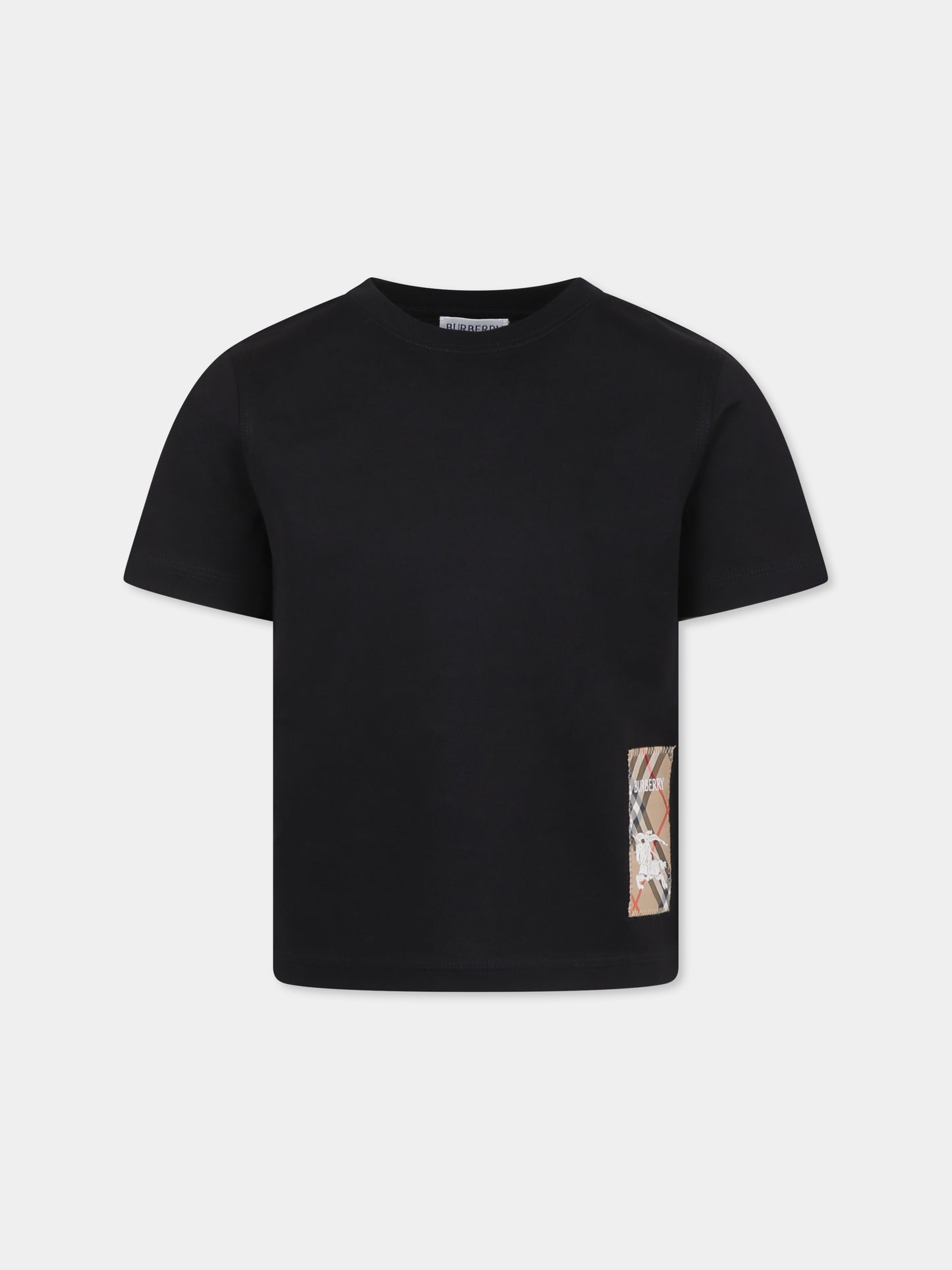 T-shirt nera per bambini con cavaliere equestre,Burberry Kids,8096554 A1189