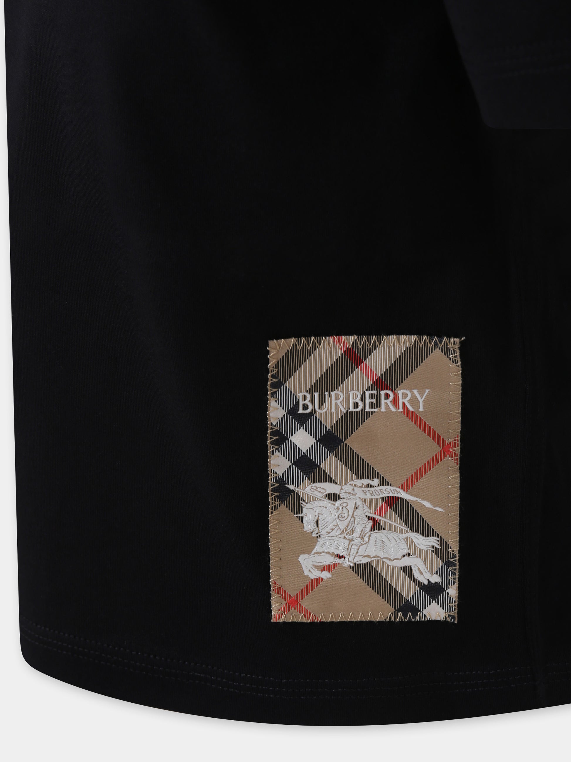 T-shirt nera per bambini con cavaliere equestre,Burberry Kids,8096554 A1189