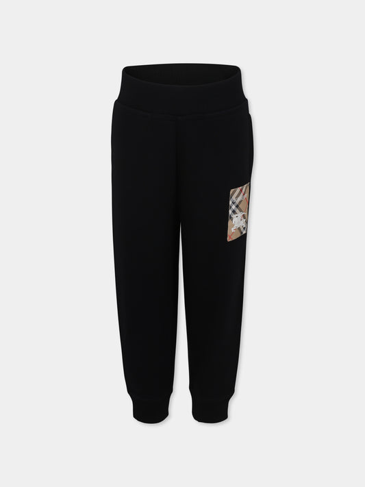 Pantaloni neri per bambini con cavaliere equestre,Burberry Kids,8105476 A1189