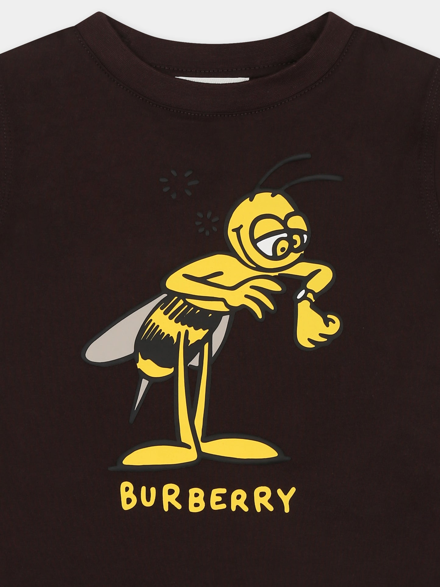T-shirt marrone per neonati con logo e ape,Burberry Kids,8104630 A4481