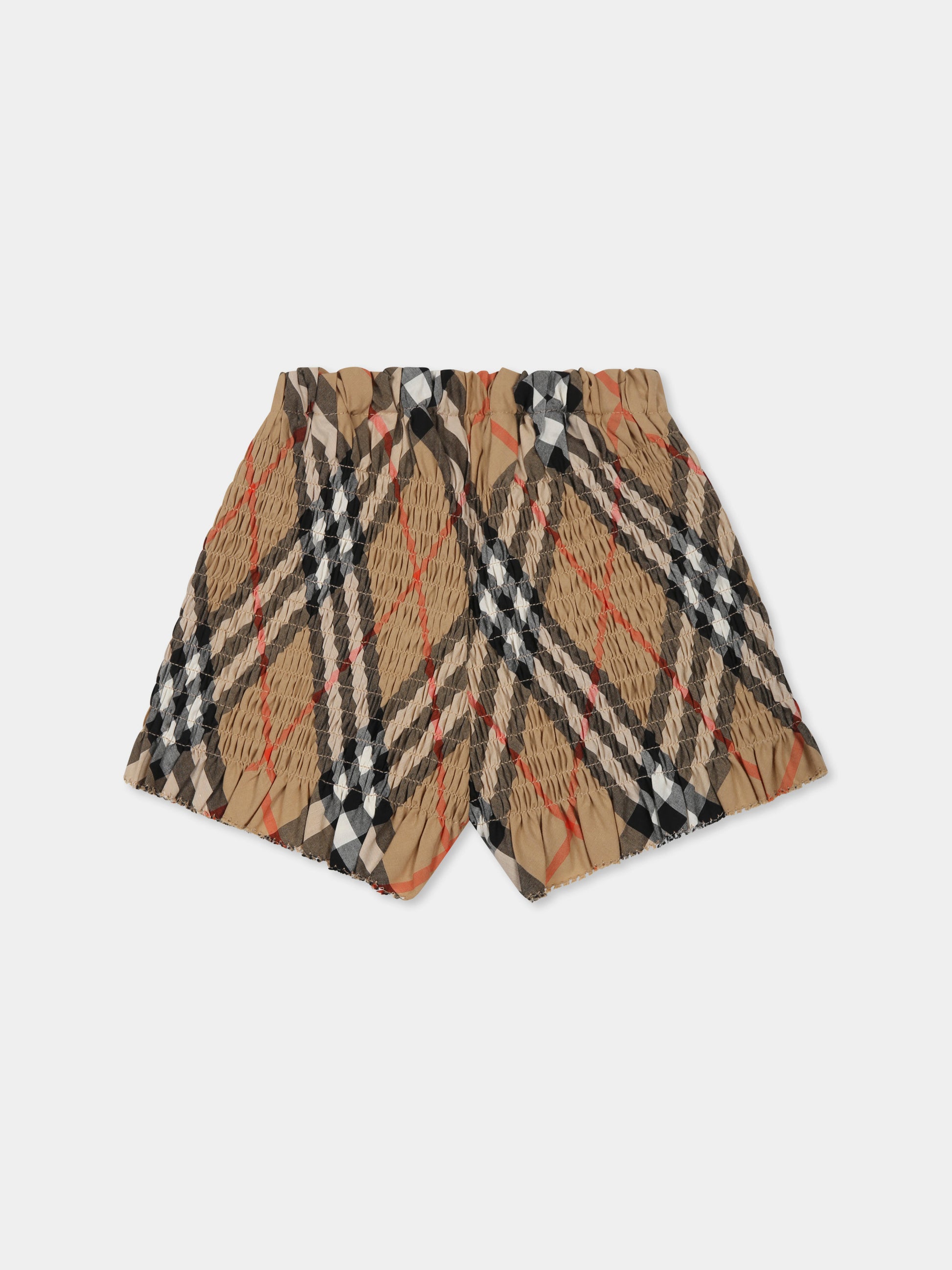 Shorts beige per neonata con check vintage,Burberry Kids,8100543 B9368
