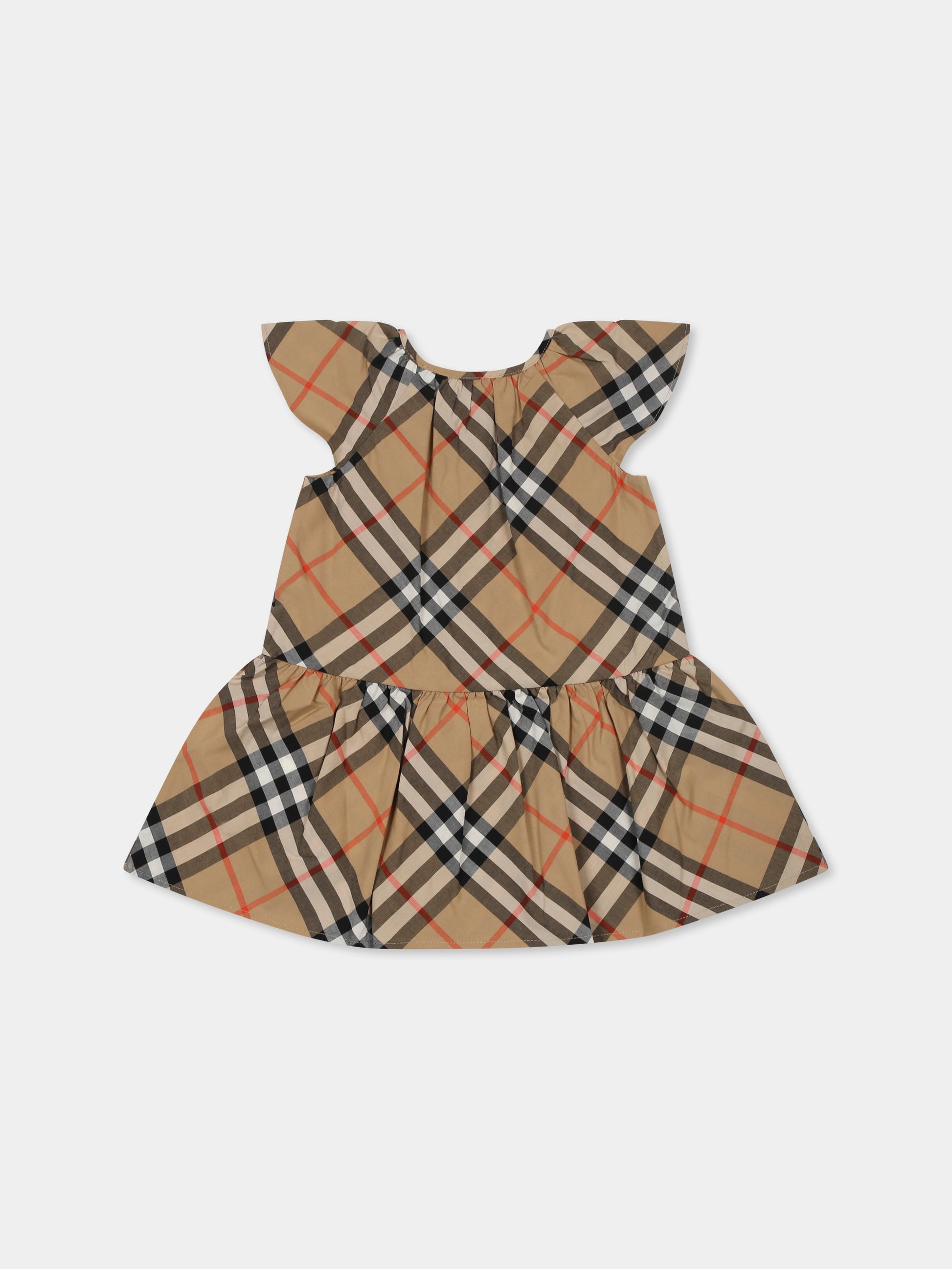 Vestito beige per neonata con check vintage,Burberry Kids,8101249 B9368
