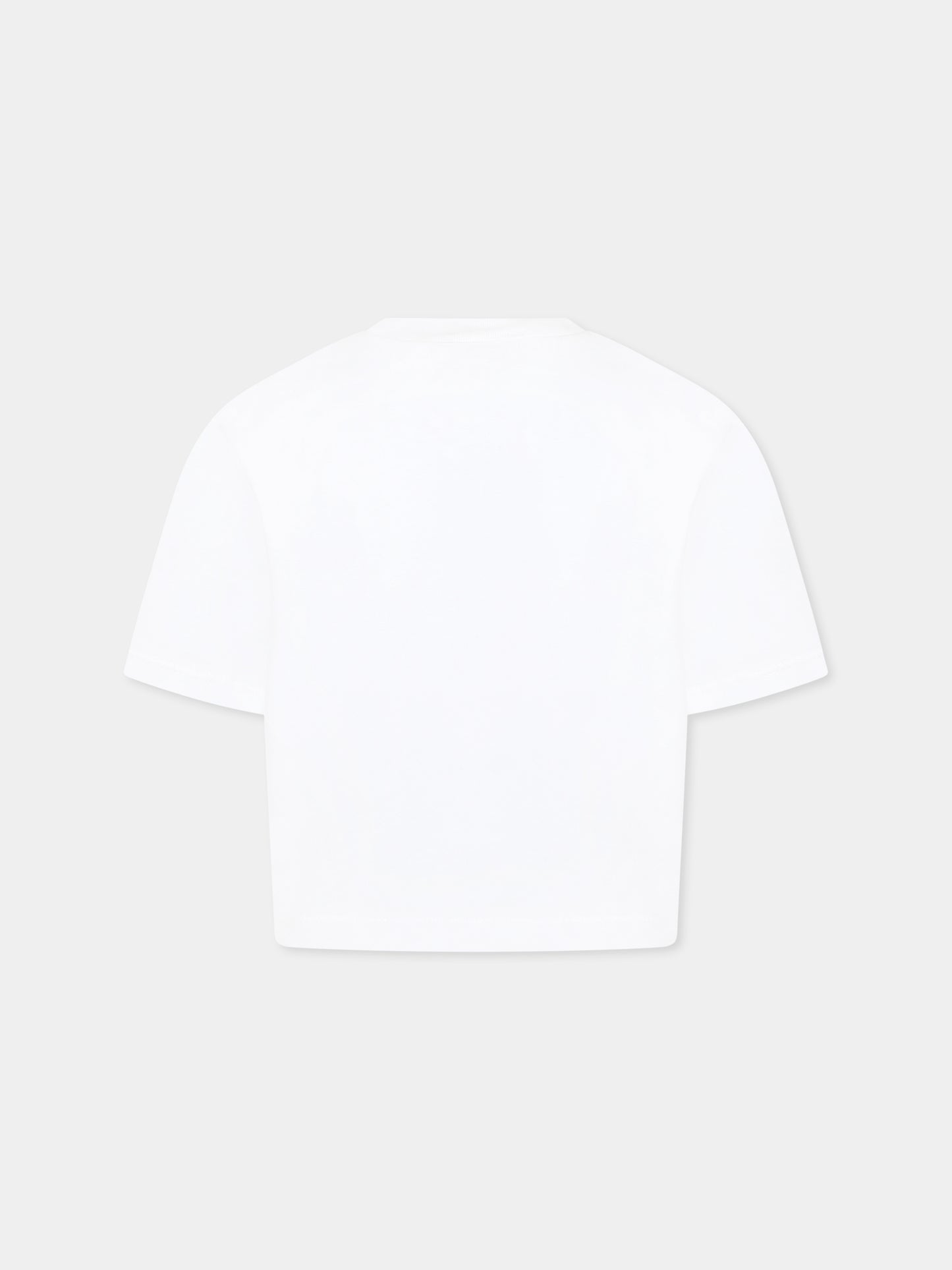 T-shirt bianca crop per bambina con logo,Marni Kids,M01444 M00V4 MT280F 0M100